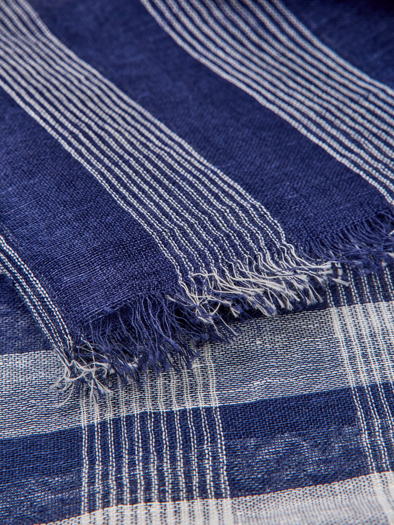 Schal für Erwachsene mit Vichy-Karos aus Leinen und Baumwolle