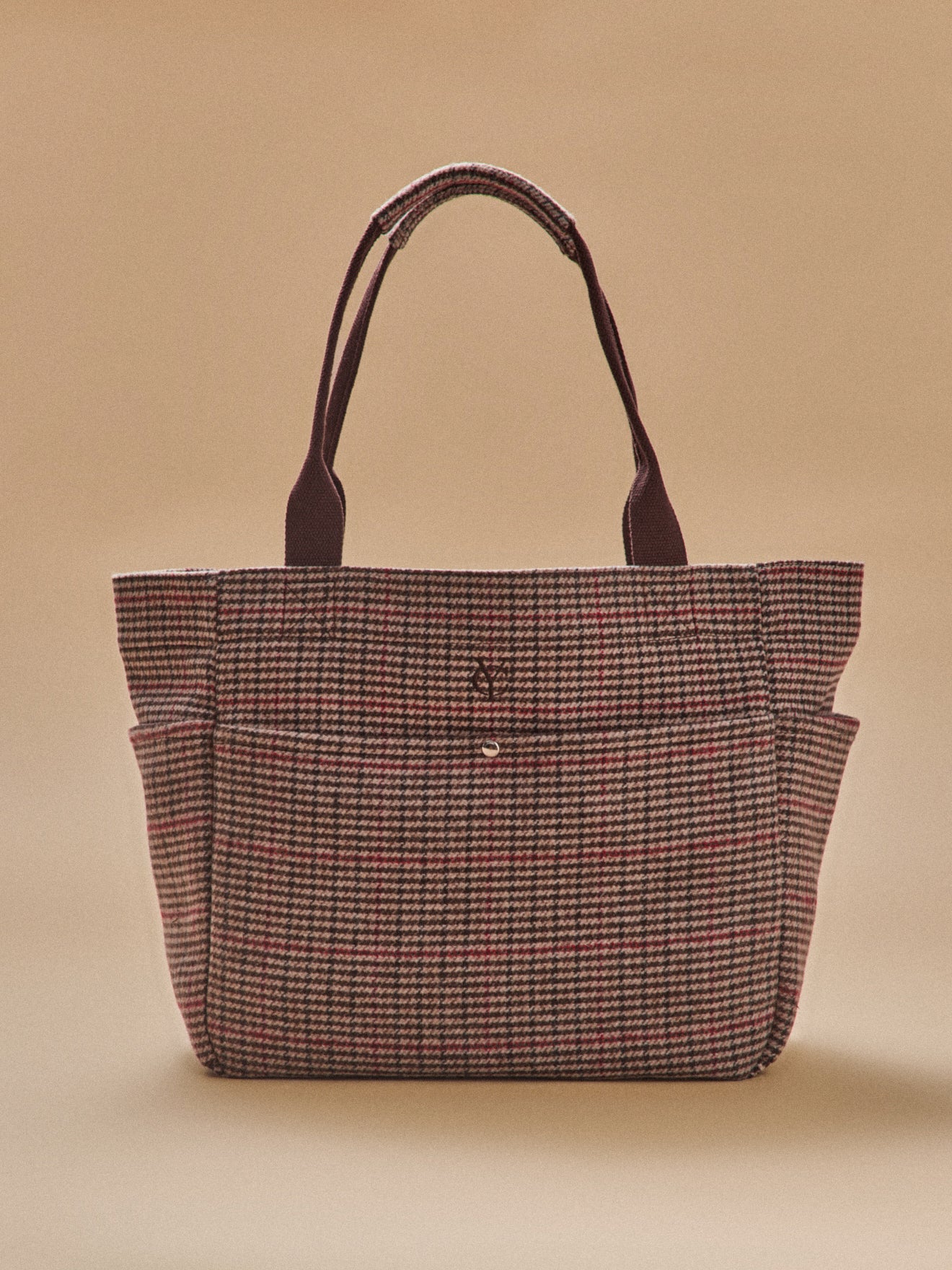 Damen-Shopper aus Wollstoff mit Hahnentrittmuster
