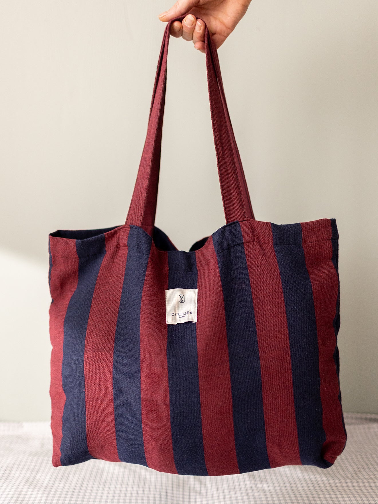 SAC Sac fourre tout RAYURE MARINE/BORDEAUX
