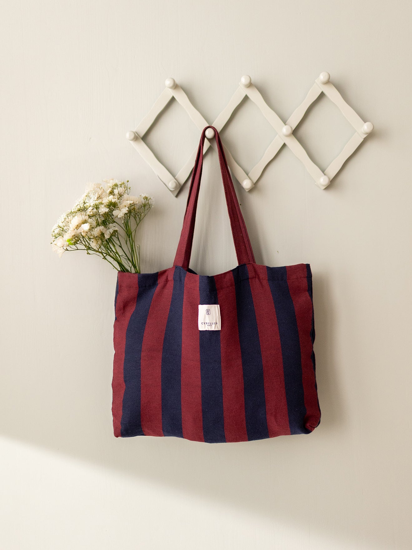 SAC Sac fourre tout RAYURE MARINE/BORDEAUX