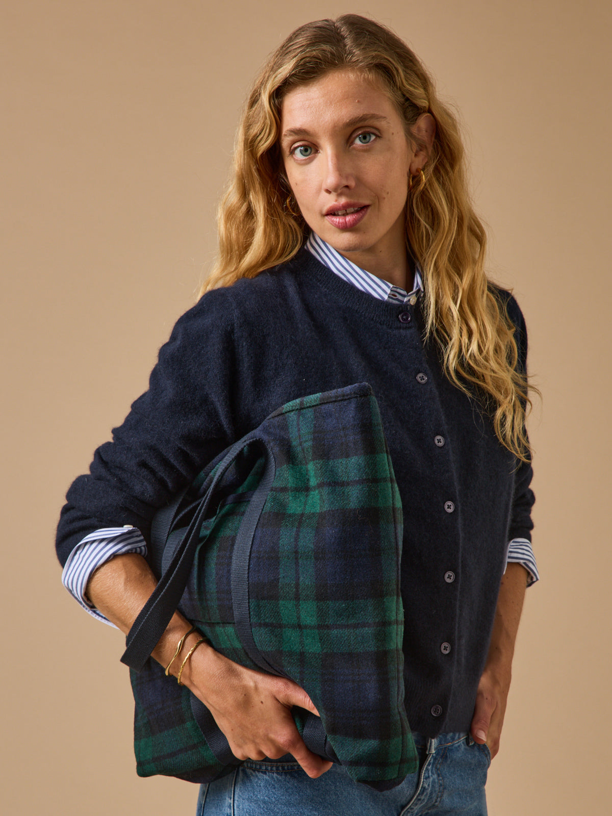 Damen-Tote-Bag mit Tartanmuster