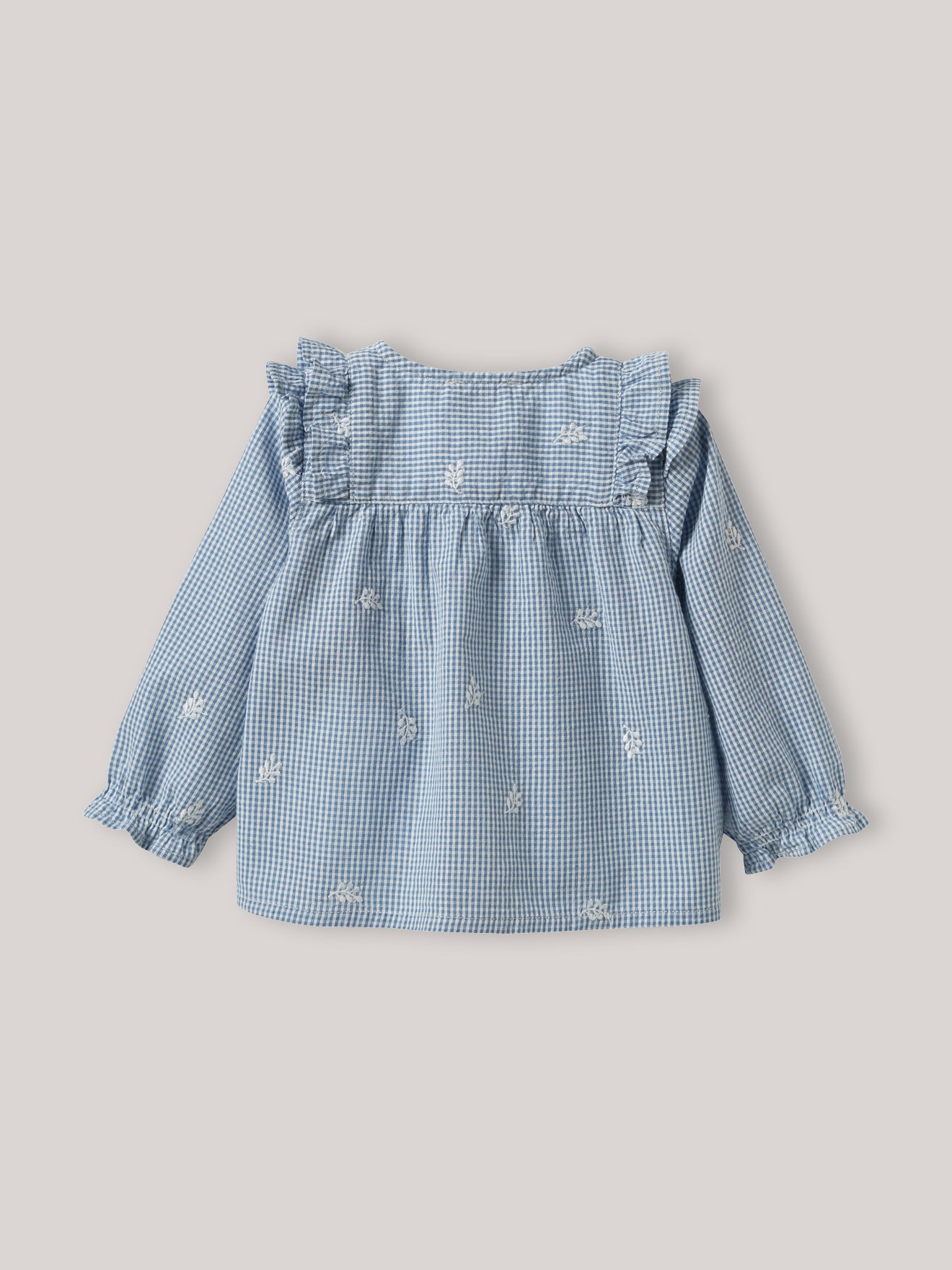 Babybluse mit Vichy-Karos, bestickt