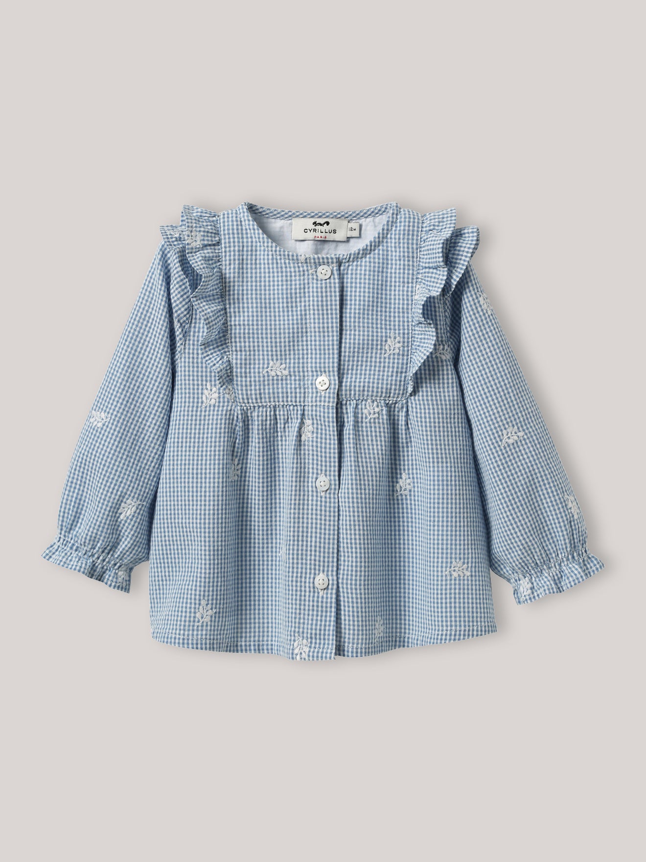 Babybluse mit Vichy-Karos, bestickt