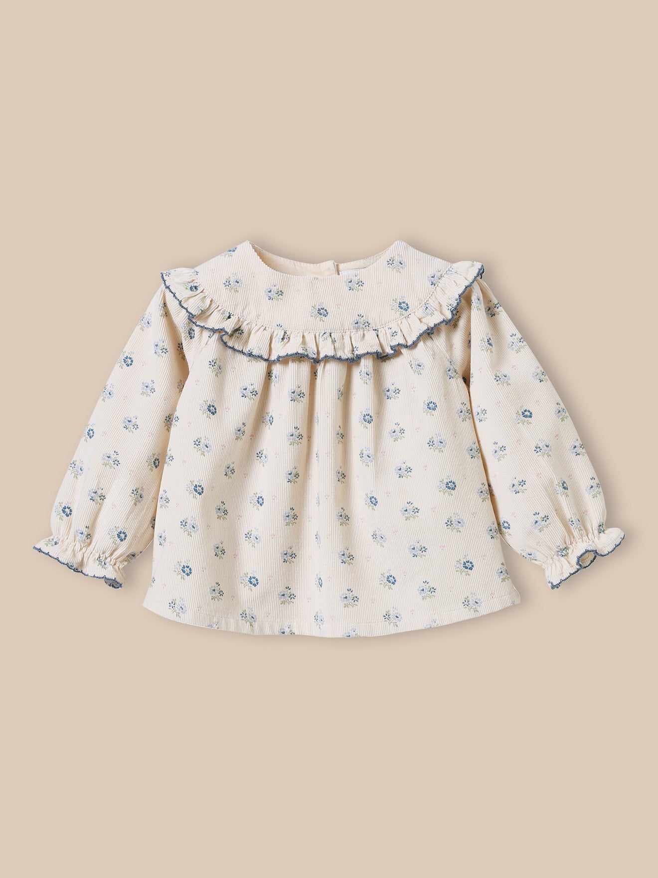 Baby-Guimpe aus Cordsamt mit « CLAUDY »-Print