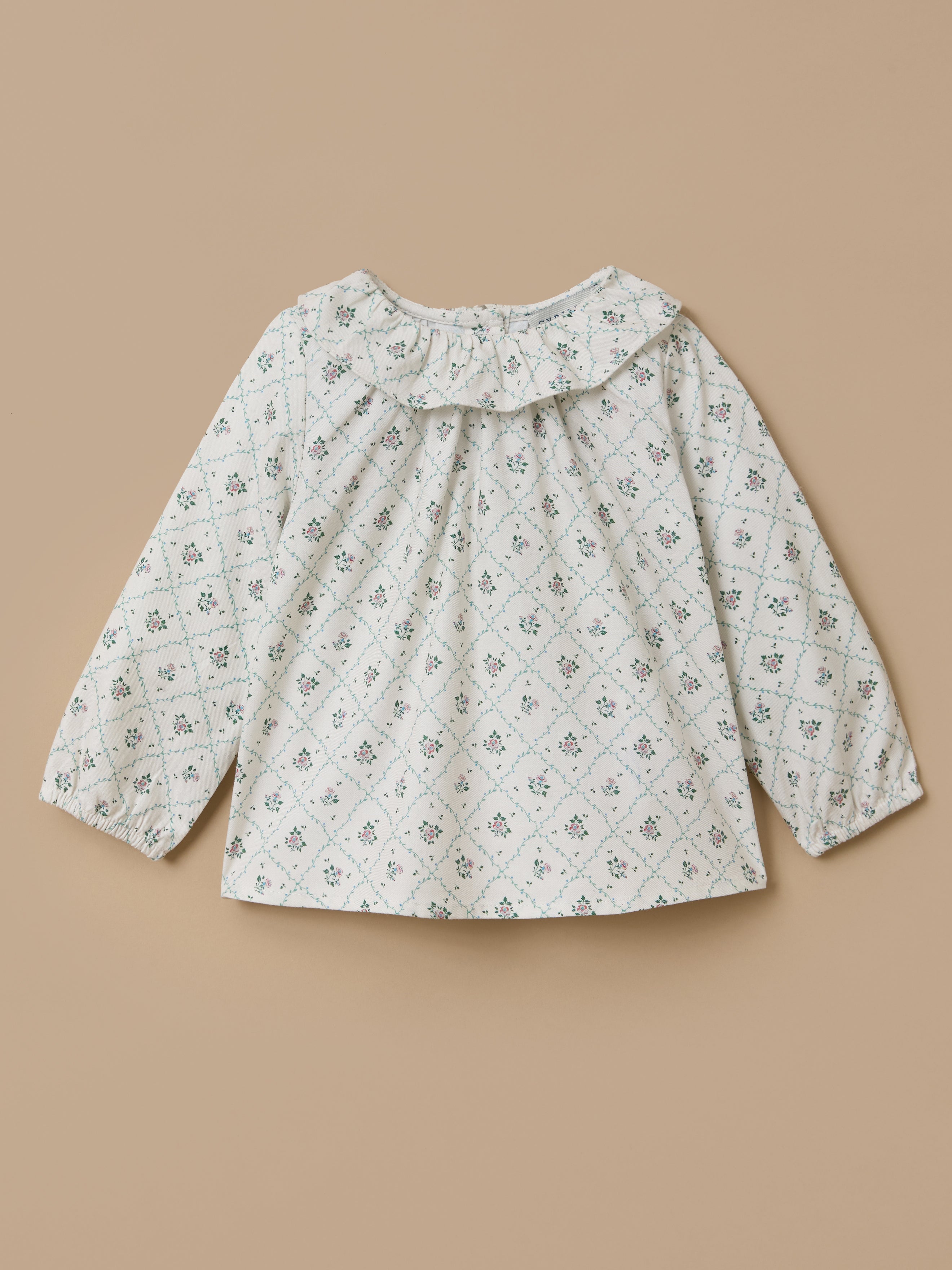 Gedruckte Bluse mit Rüschenkragen, Baby