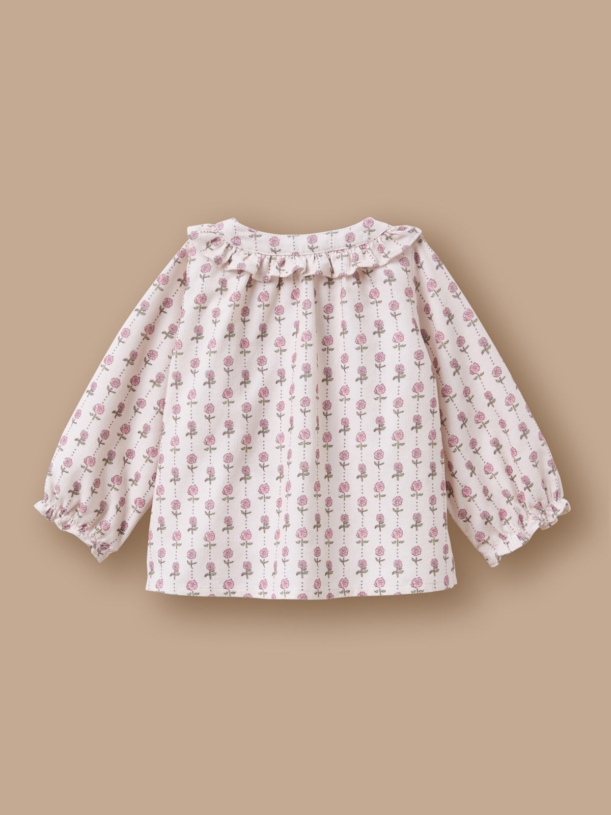 Bedruckte Bluse mit Volant-Kragen für Baby