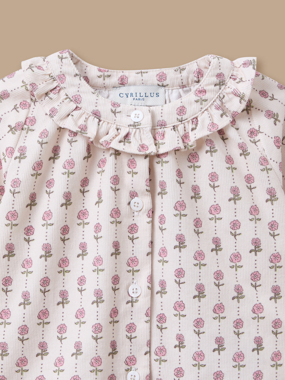 Bedruckte Bluse mit Volant-Kragen für Baby