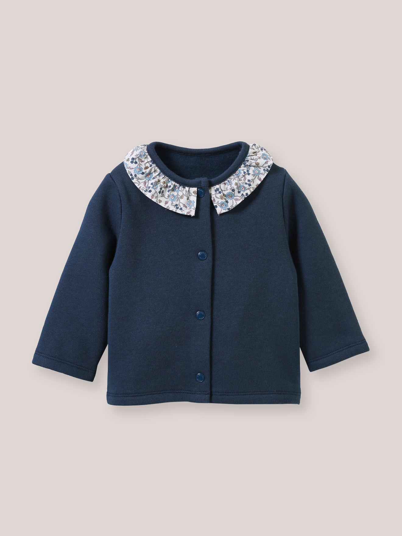 Baby-Cardigan mit Kragen aus Liberty®-Stoff