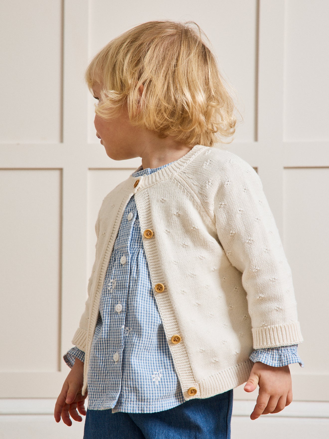 Baby-Cardigan mit Lochmuster – Bio-Baumwolle