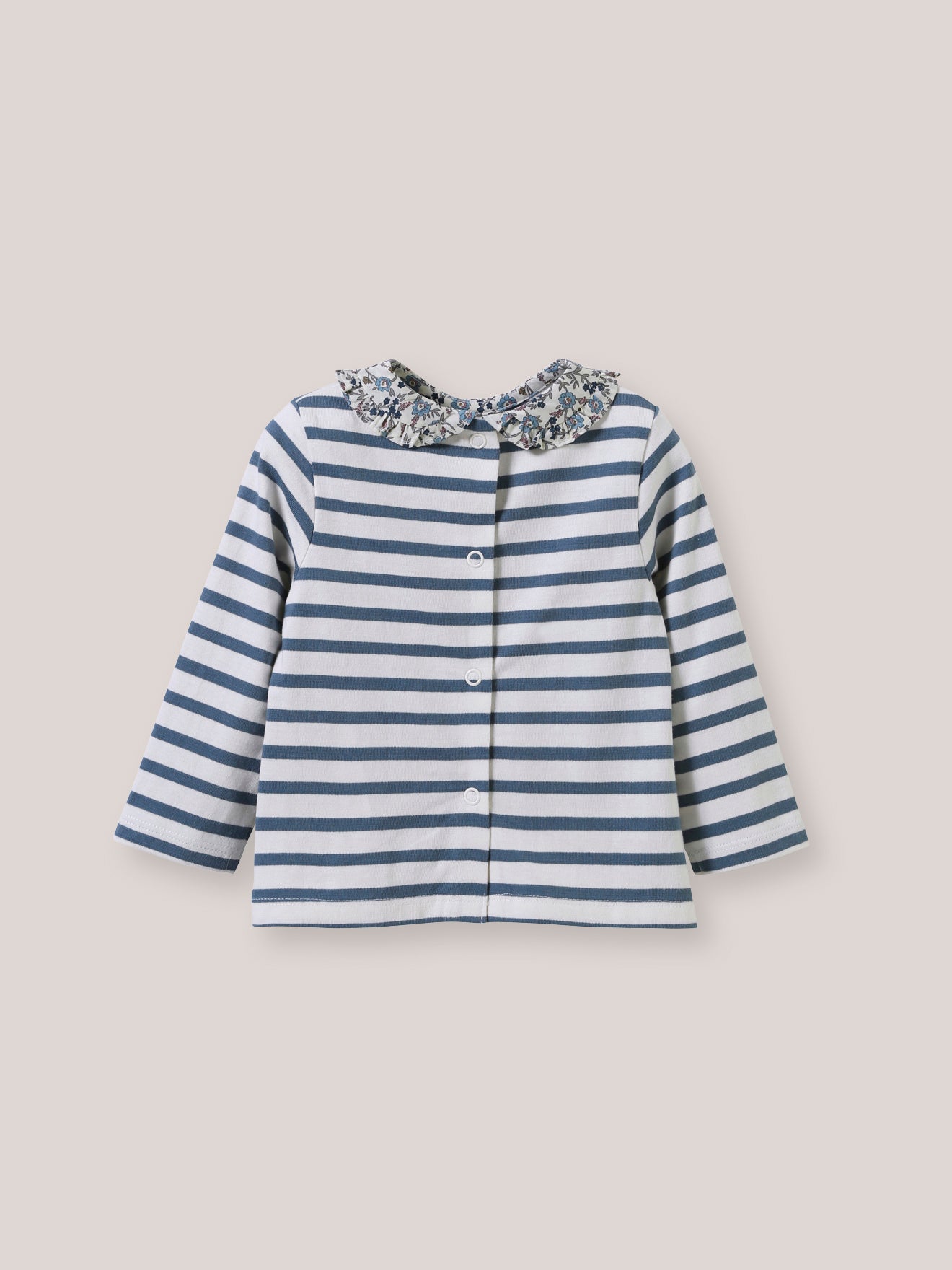 Baby-Shirt mit Streifen und Kragen aus Liberty®-Stoff