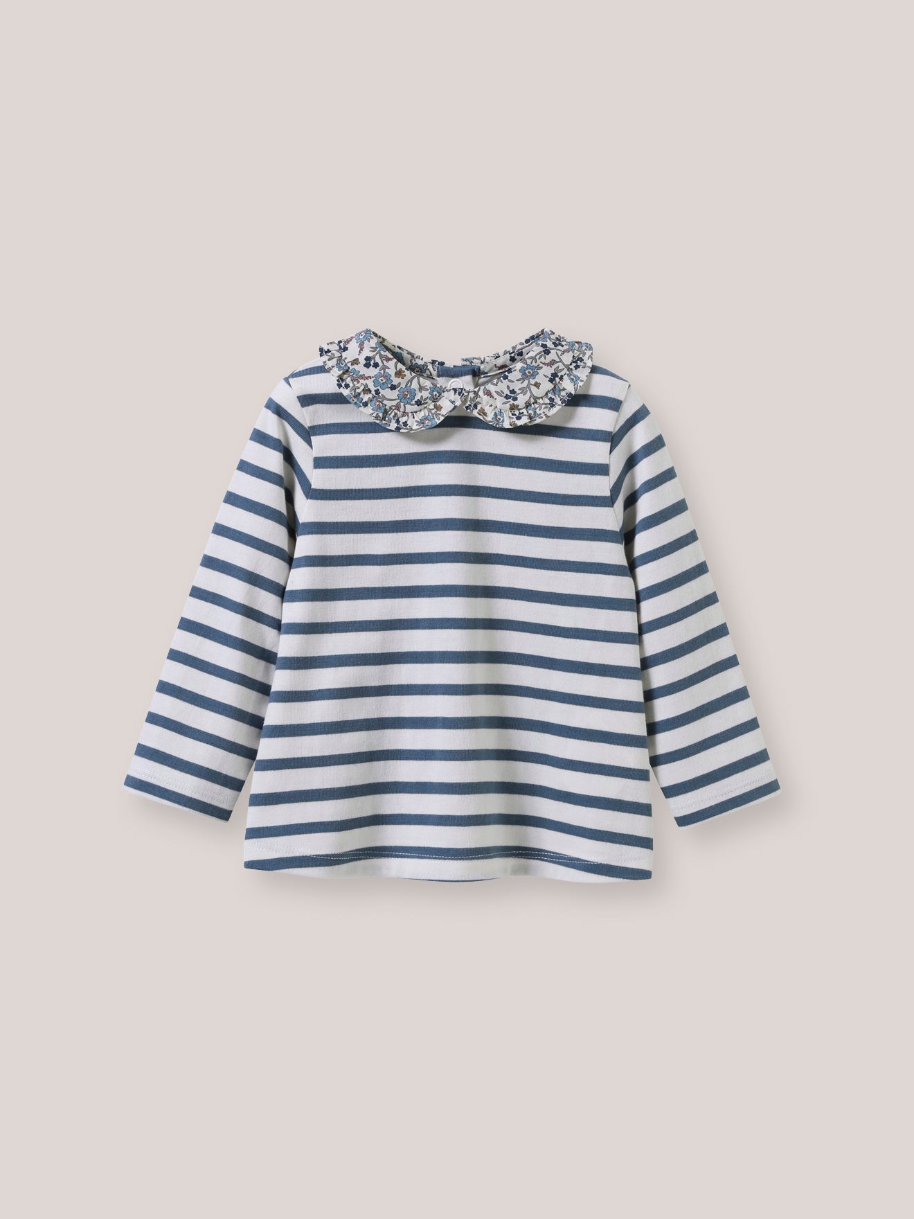 Baby-Shirt mit Streifen und Kragen aus Liberty®-Stoff