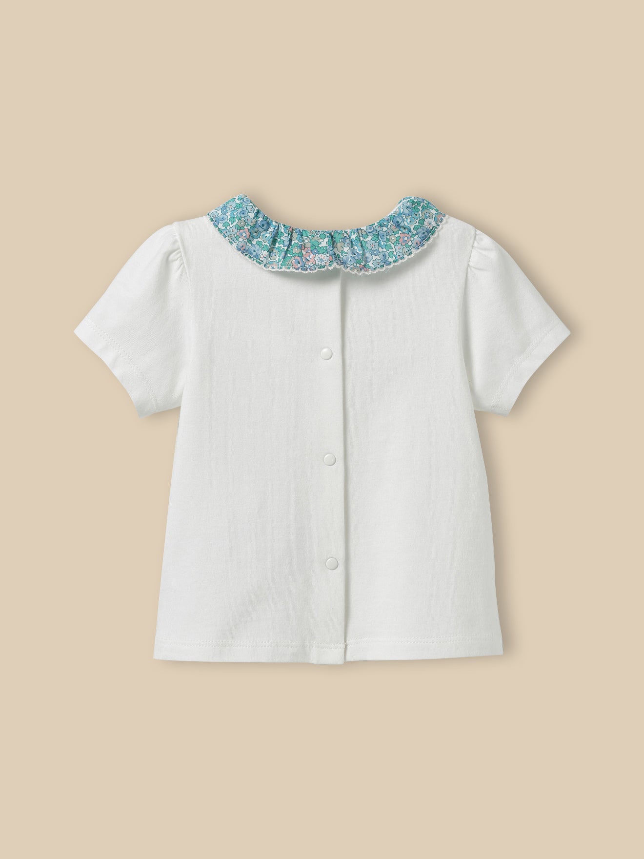 T-Shirt mit Kragen aus Liberty-Stoff, Baby - Bio-Baumwolle