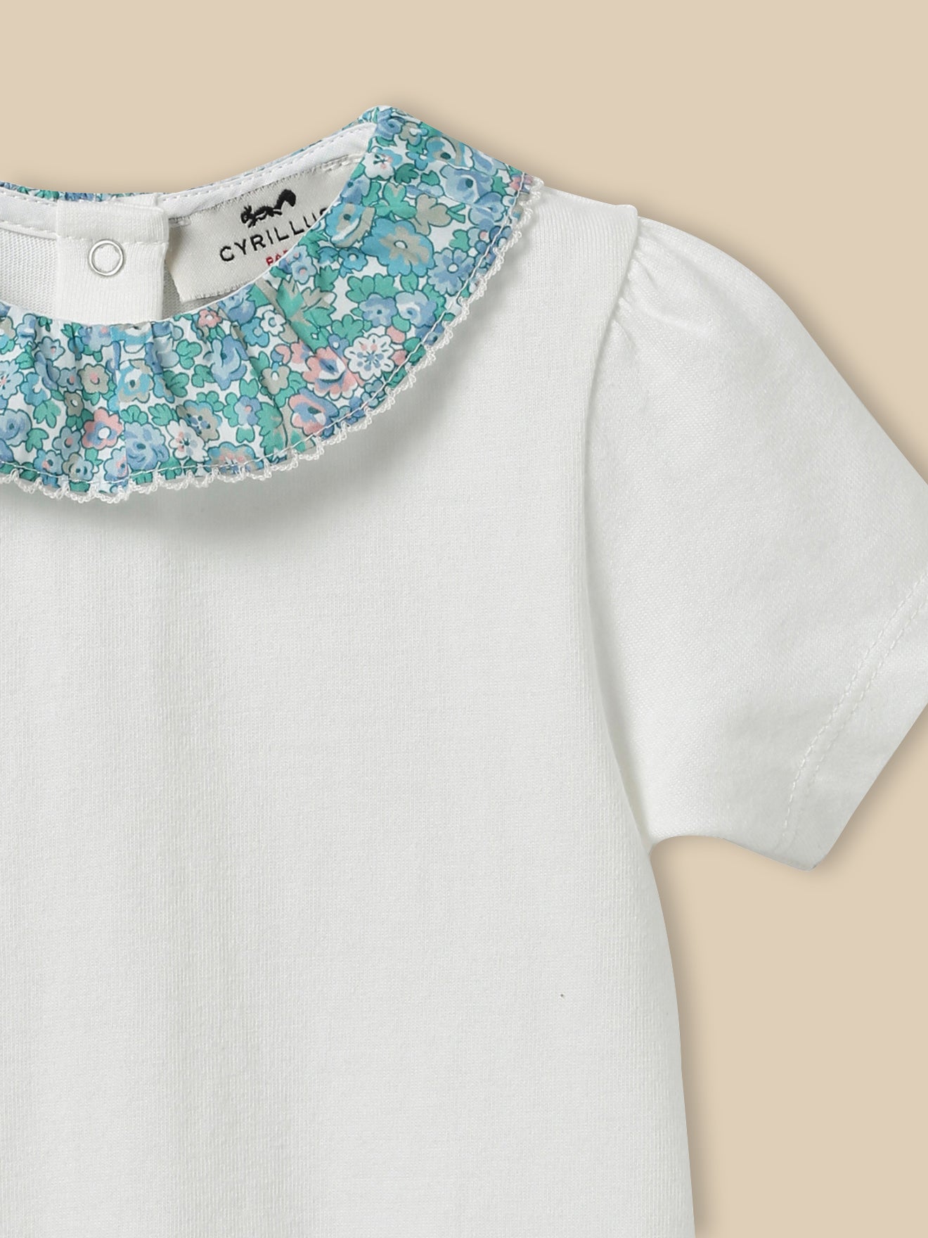 T-Shirt mit Kragen aus Liberty-Stoff, Baby - Bio-Baumwolle