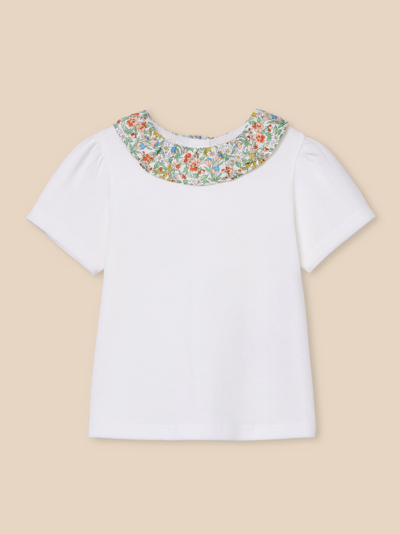 T-Shirt mit Kragen aus Liberty-Stoff, Baby - Bio-Baumwolle