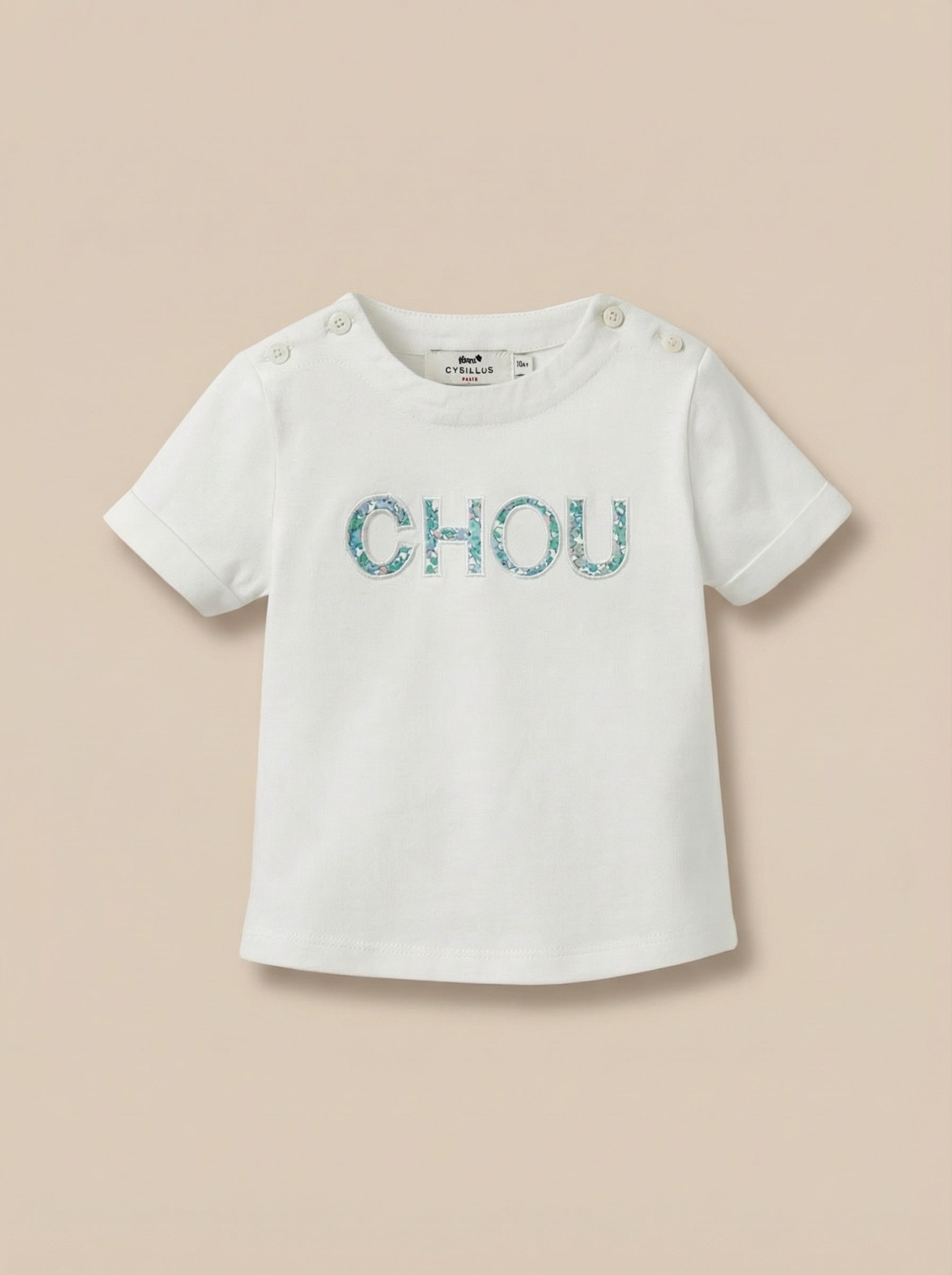 Baby T-Shirt Buchstaben aus Liberty Stoff - Bio-Baumwolle