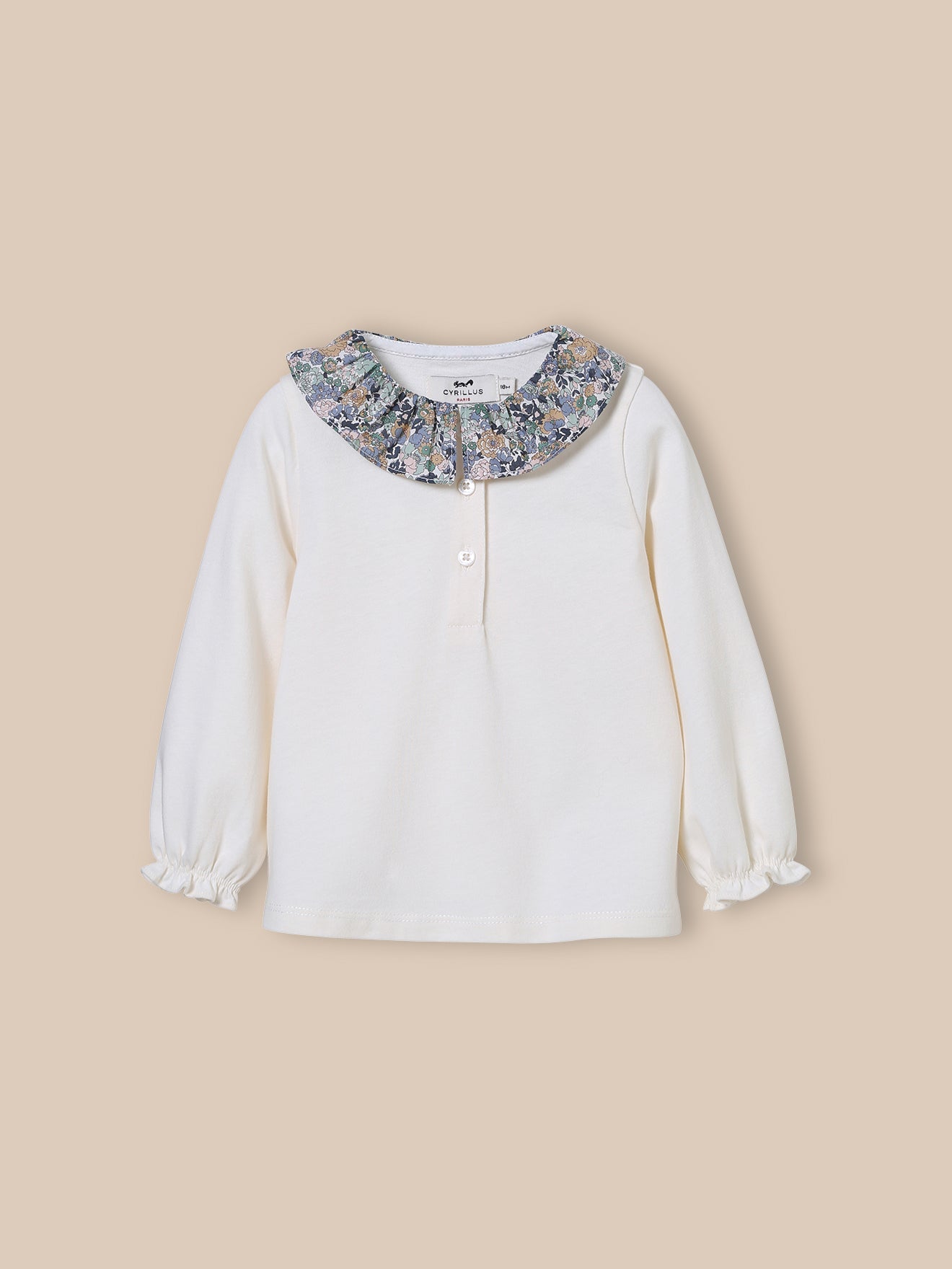 Baby-T-Shirt mit Kragen aus Liberty®-Stoff – Bio-Baumwolle