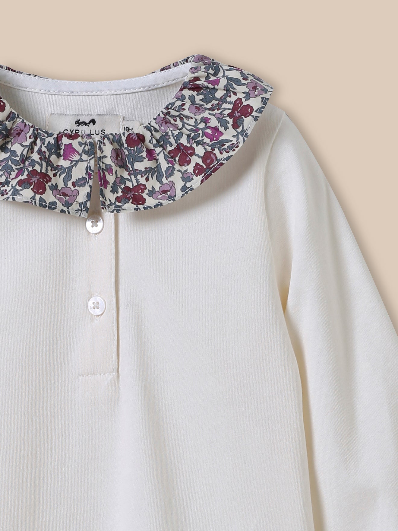 Baby-T-Shirt mit Kragen aus Liberty®-Stoff – Bio-Baumwolle