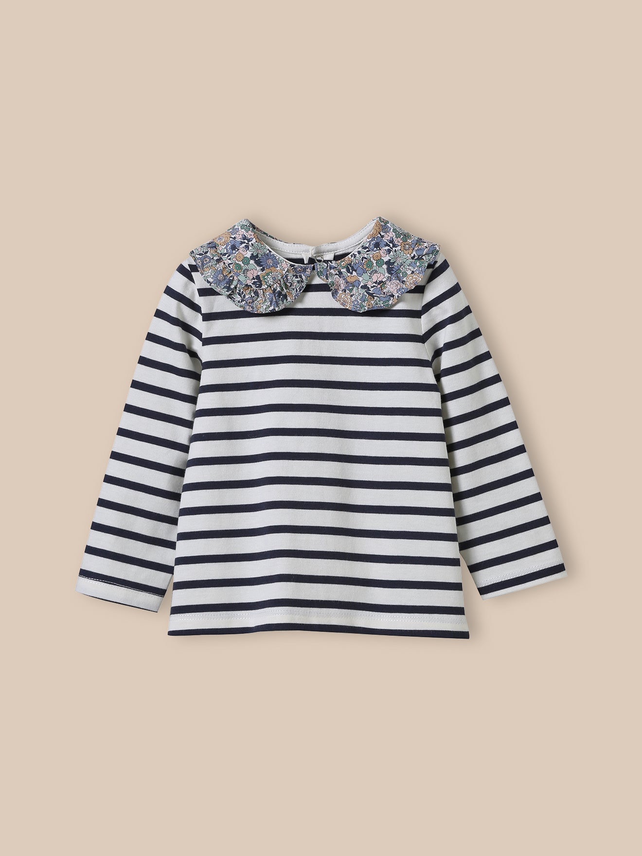 Baby-T-Shirt mit Kragen aus Liberty®-Stoff – Bio-Baumwolle
