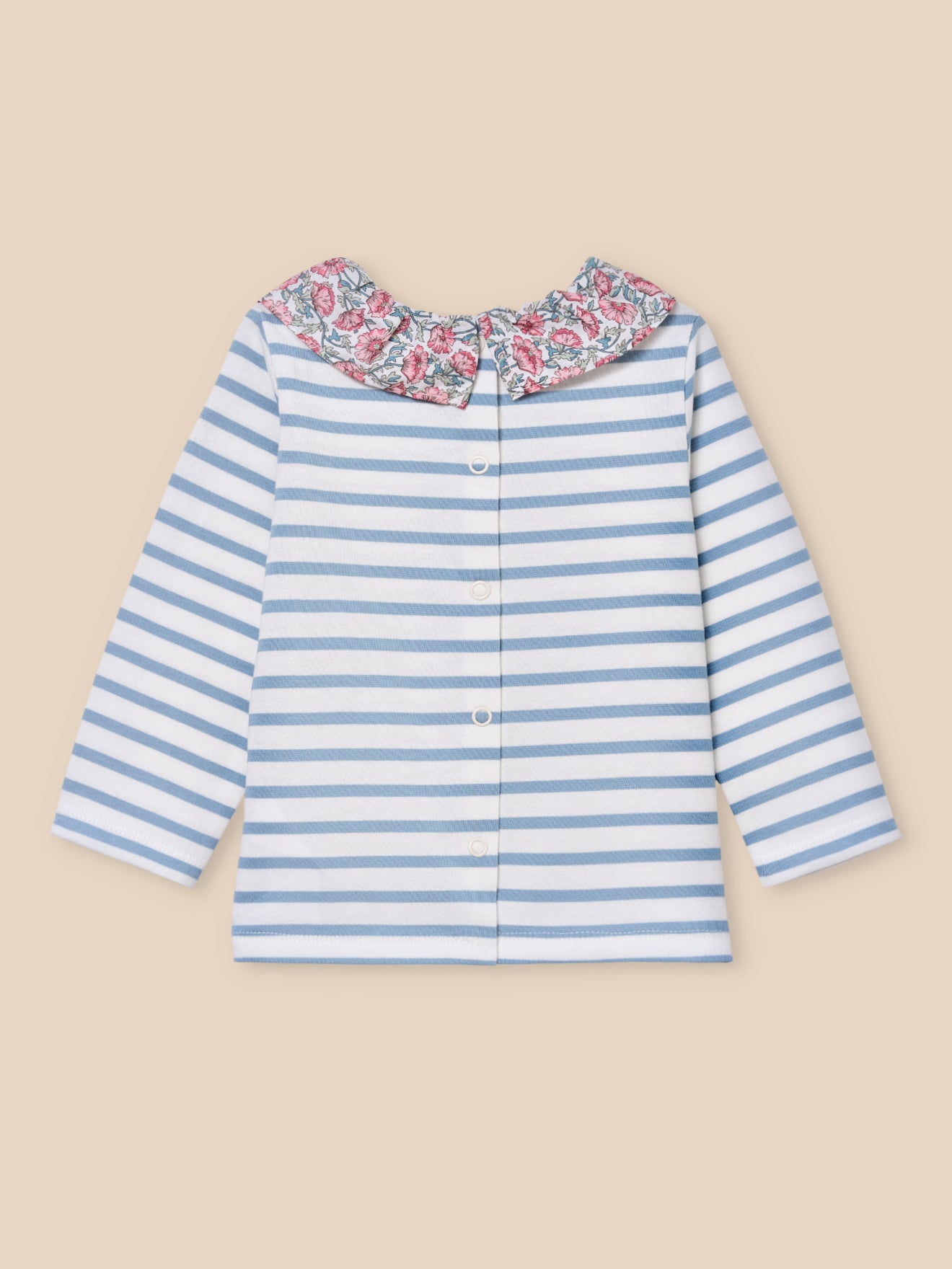 T-Shirt mit Kragen aus Liberty-Stoff, Baby