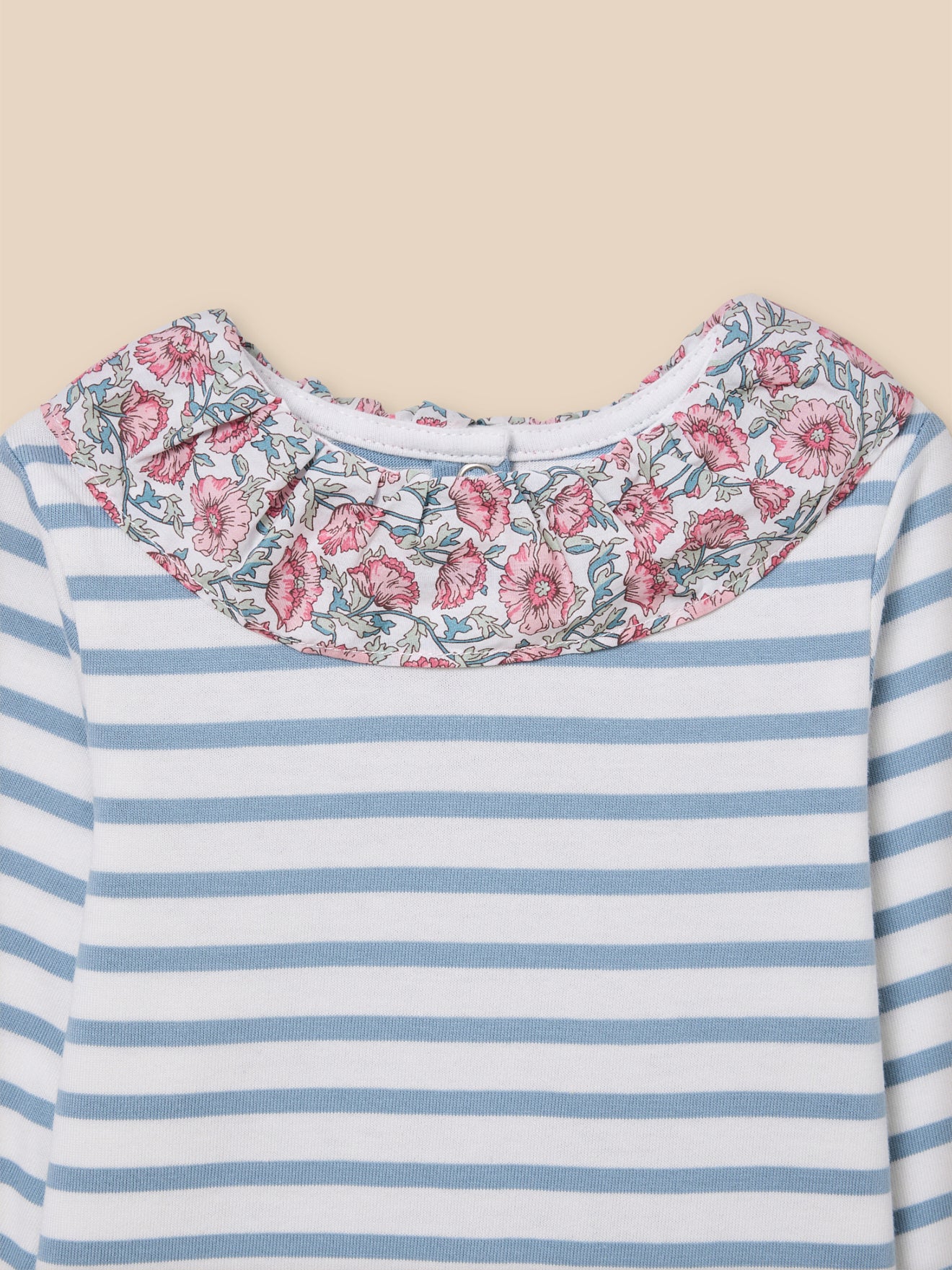 T-Shirt mit Kragen aus Liberty-Stoff, Baby