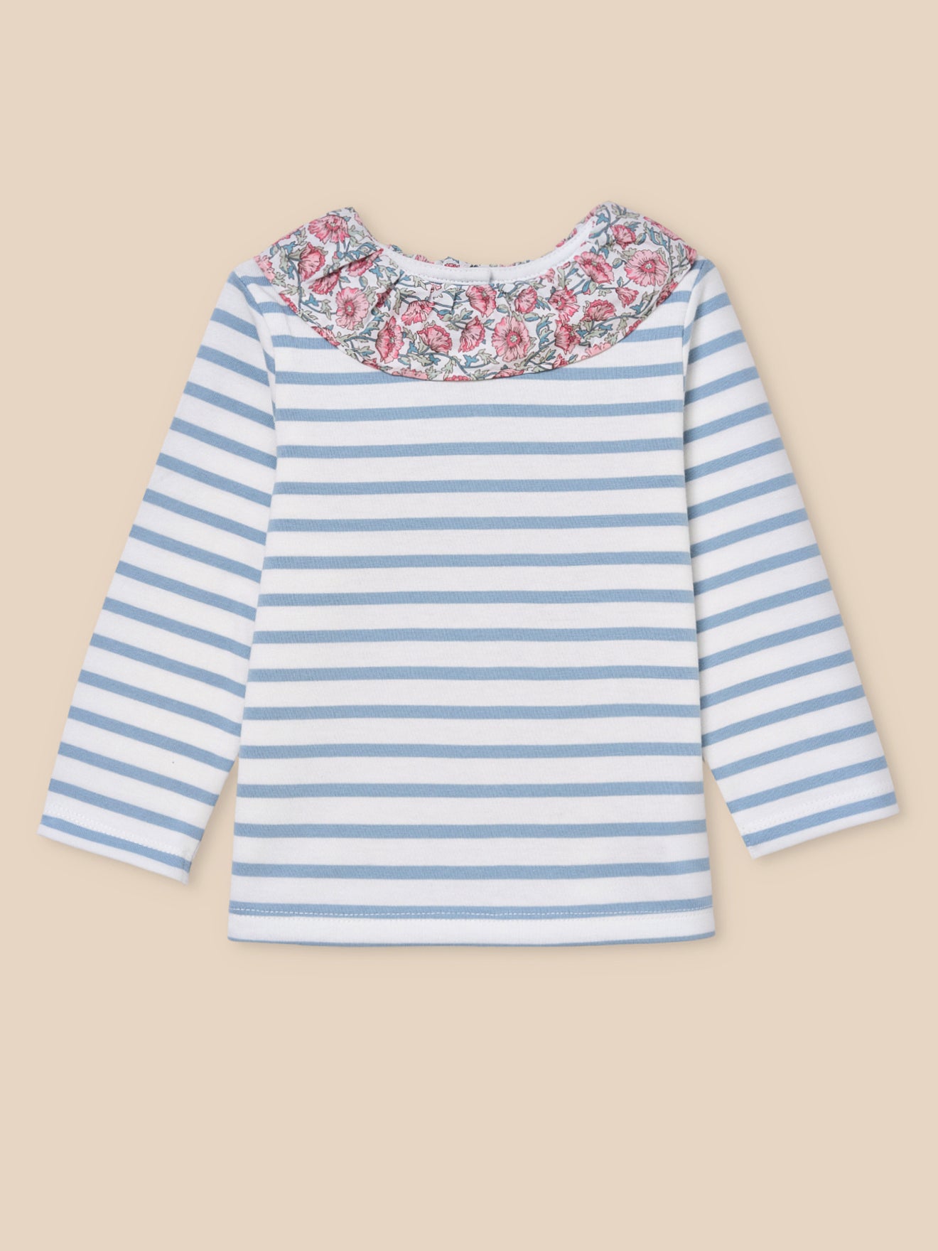 T-Shirt mit Kragen aus Liberty-Stoff, Baby