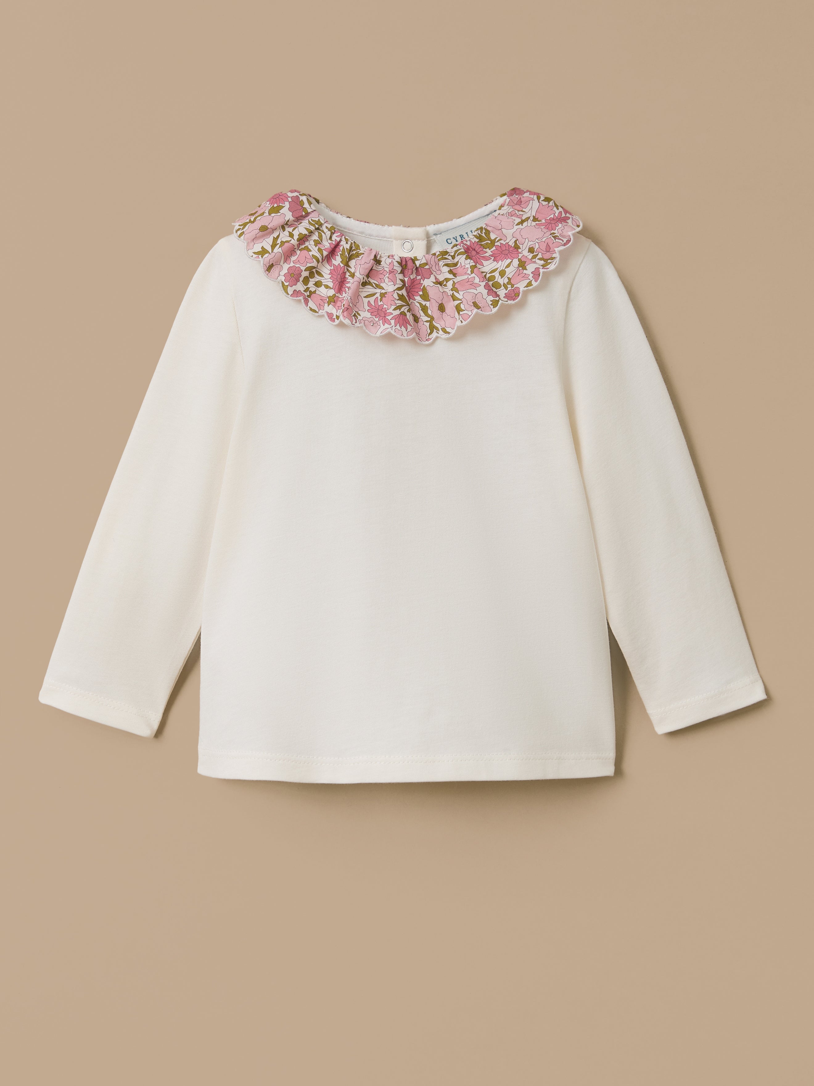 T-Shirt mit Liberty-Stoffkragen, Baby