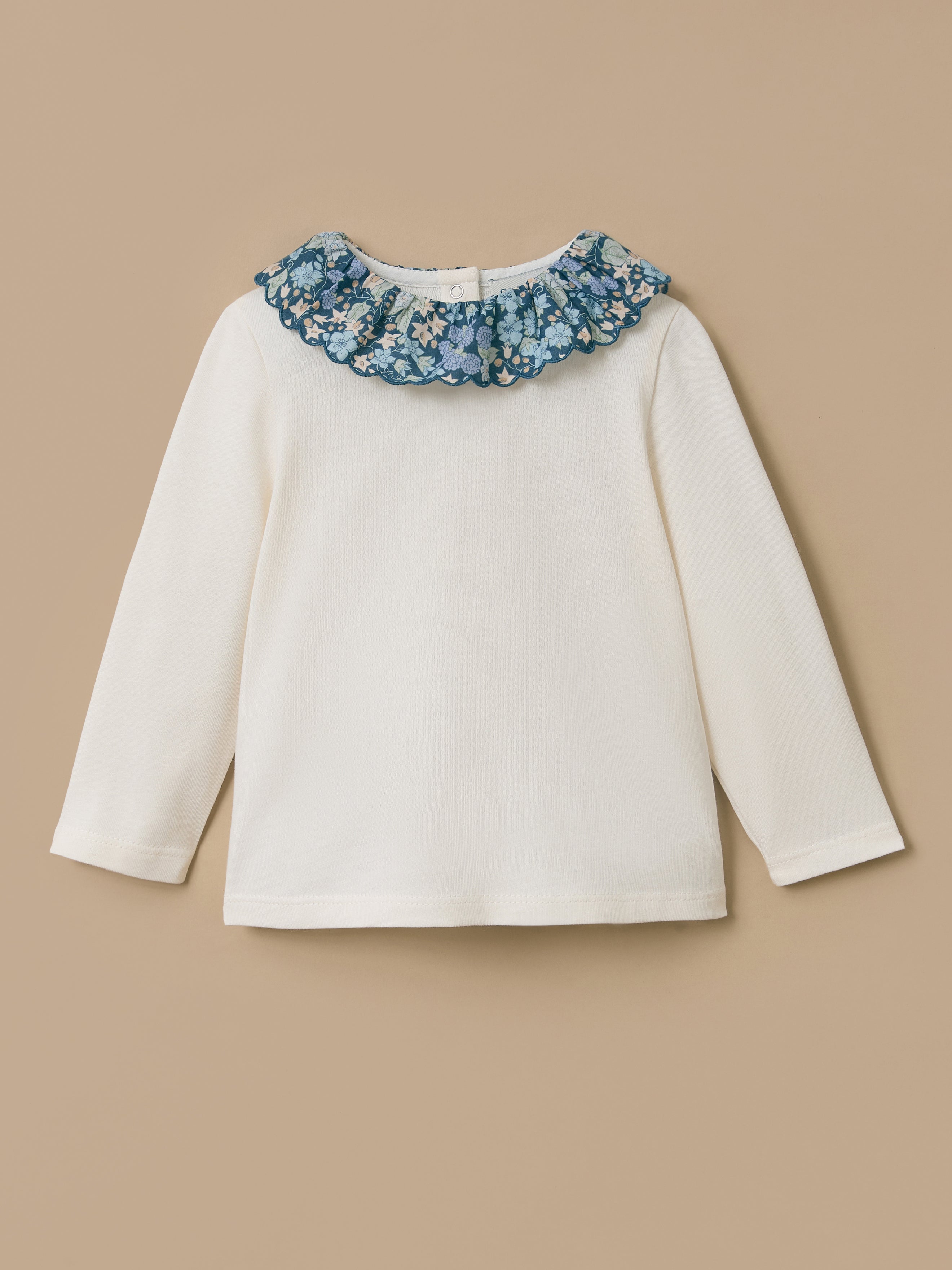 T-Shirt mit Liberty-Stoffkragen, Baby