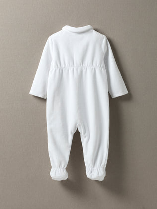 Baby-Schlafanzug aus Velours mit Stickerei