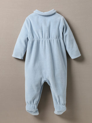 Baby-Schlafanzug aus Velours mit Stickerei