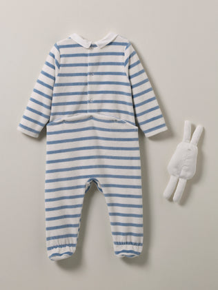 Baby-Schlafanzug aus Velours mit Kuscheltier