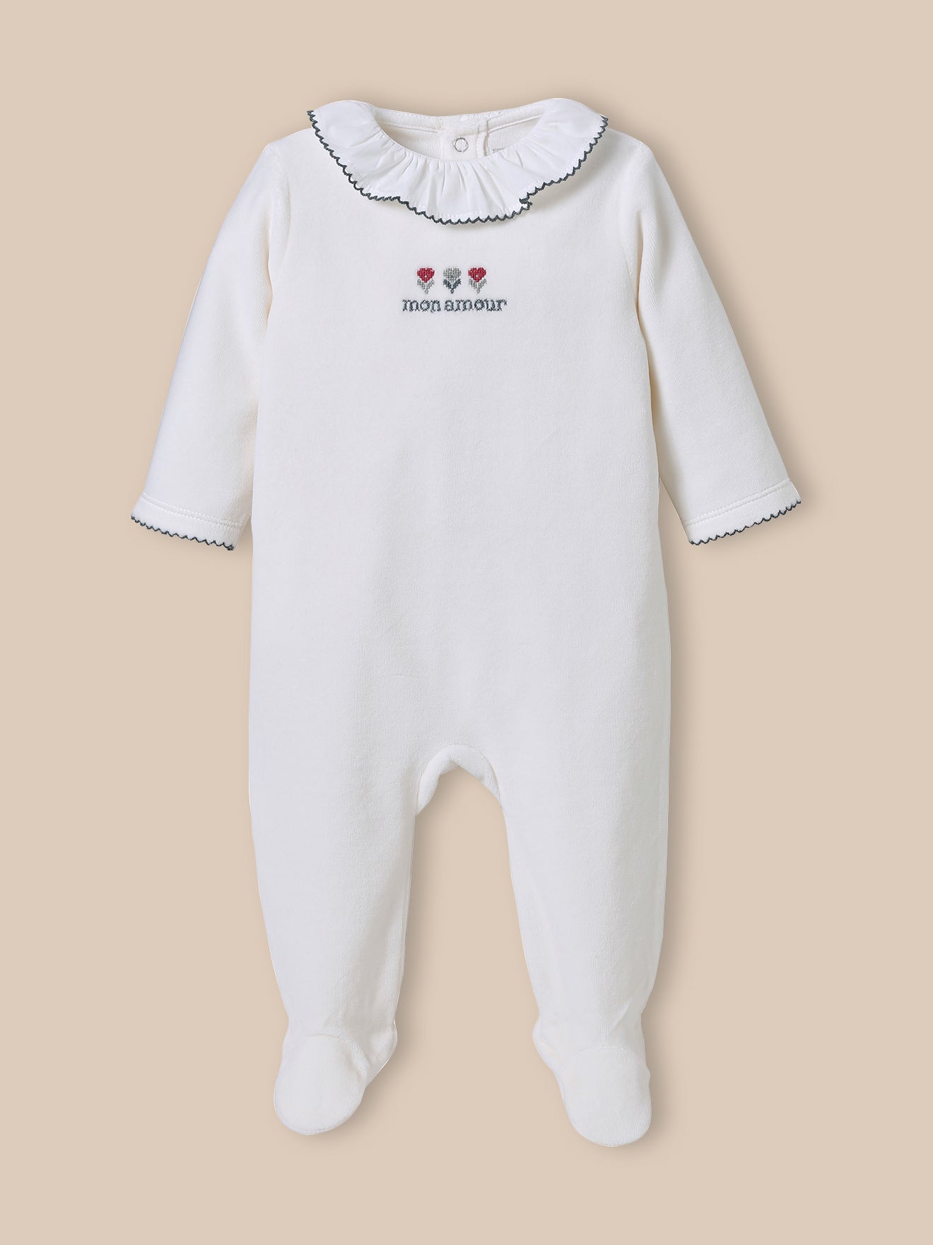 Baby-Strampler aus besticktem Velours