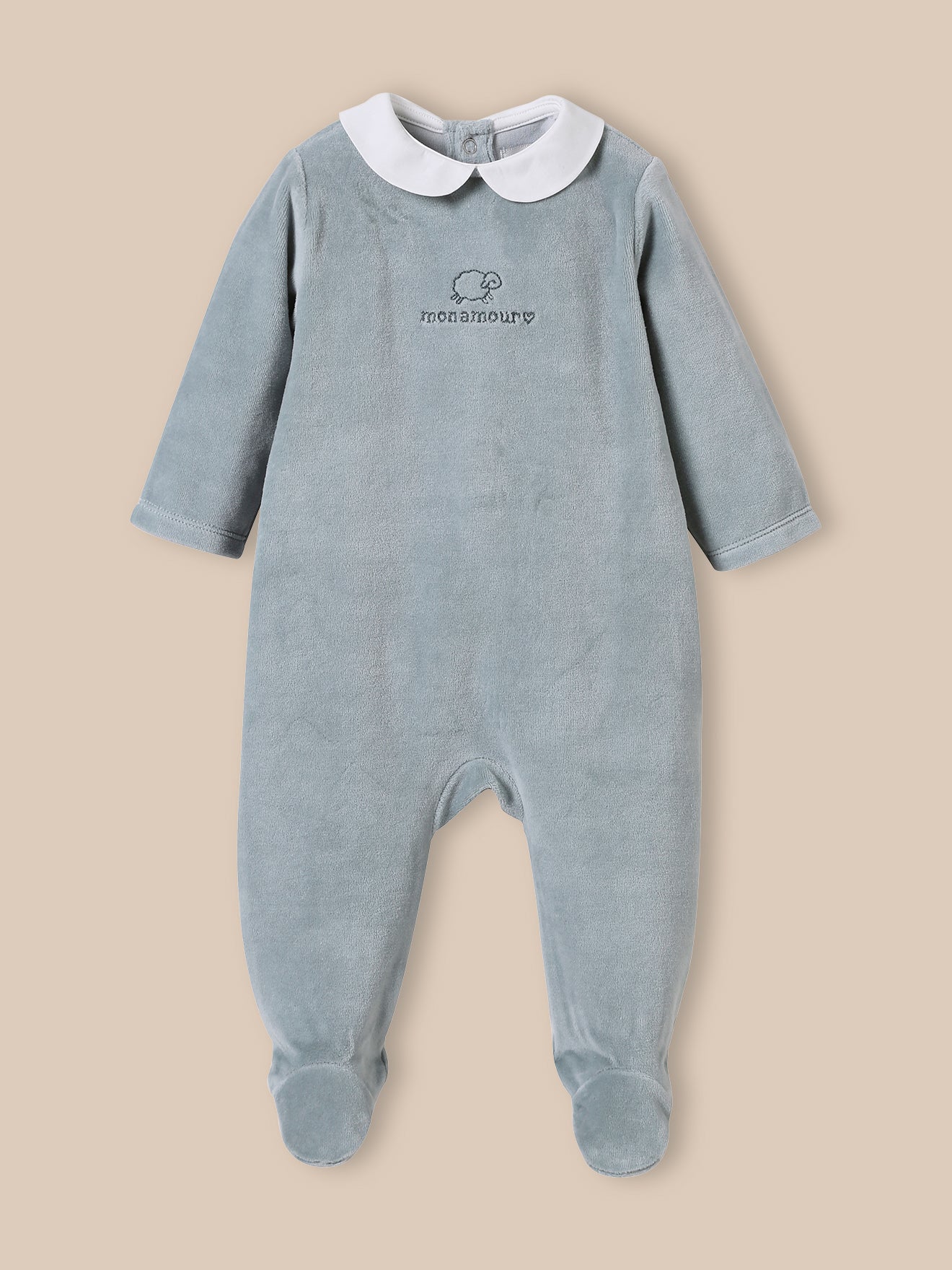 Baby-Strampler aus besticktem Velours
