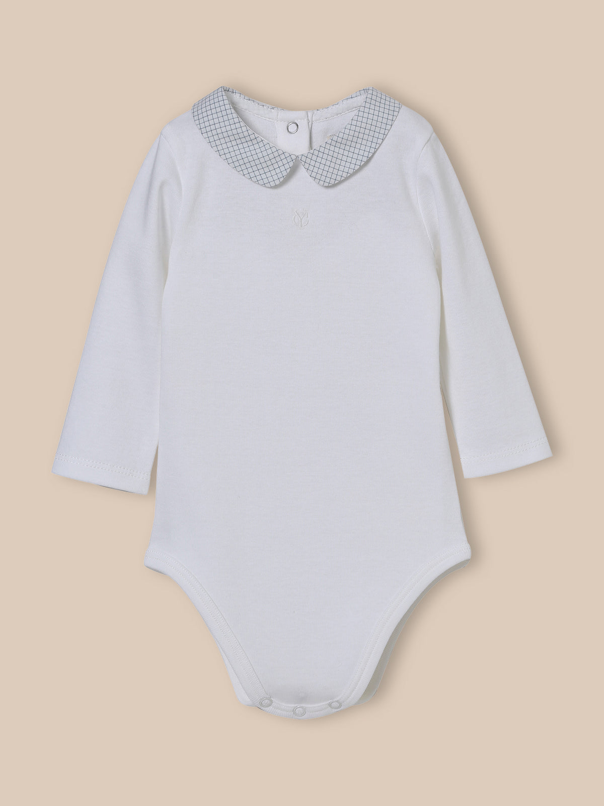 Body, Baby, mit Karo-Ausschnitt - Bio-Baumwolle
