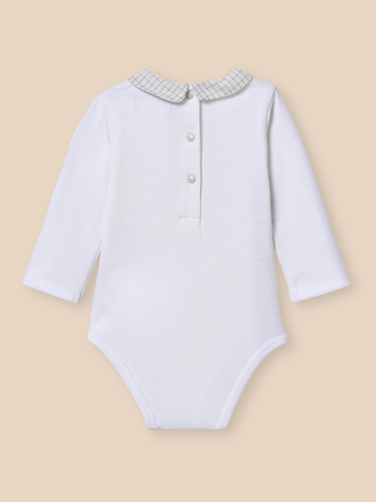 Body, Baby, mit Karo-Ausschnitt - Bio-Baumwolle