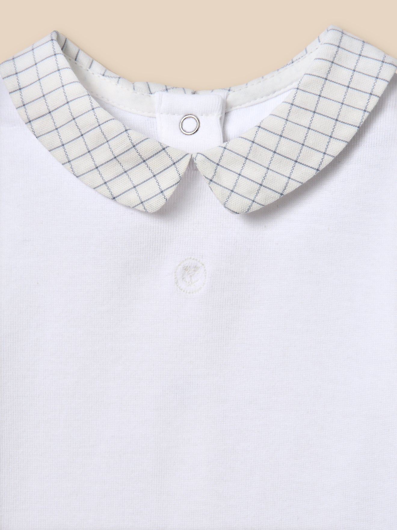 Body, Baby, mit Karo-Ausschnitt - Bio-Baumwolle