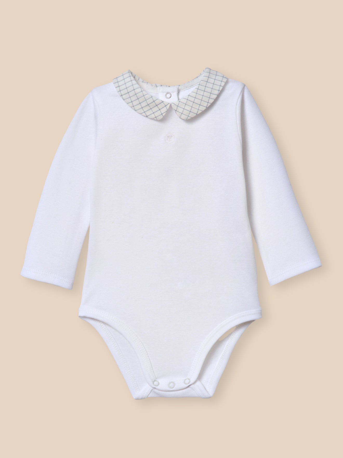 Body, Baby, mit Karo-Ausschnitt - Bio-Baumwolle