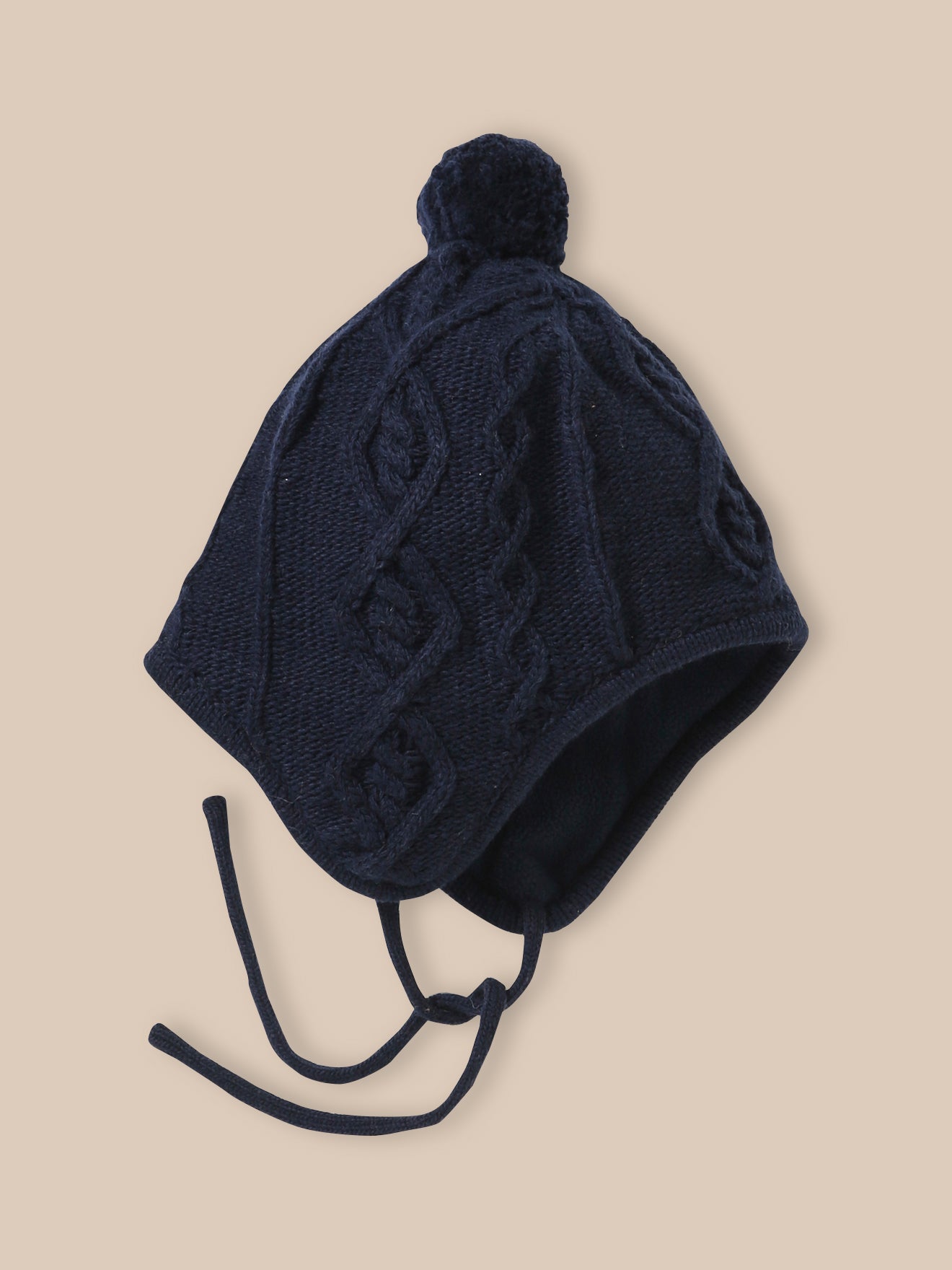 Baby-Peru-Mütze aus Wolle mit Fleece-Futter