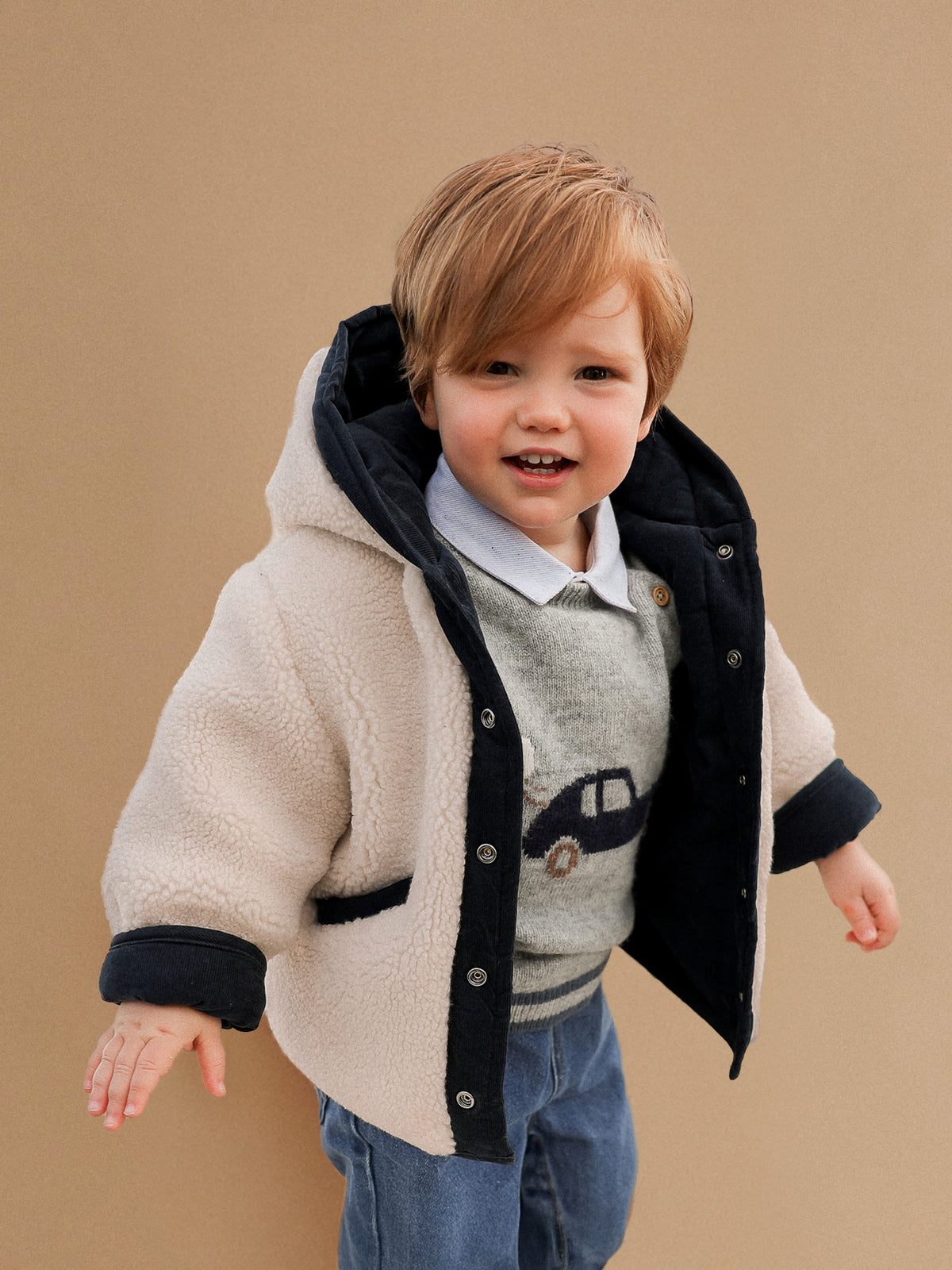 Babyjacke im Burnusstil, wendbar