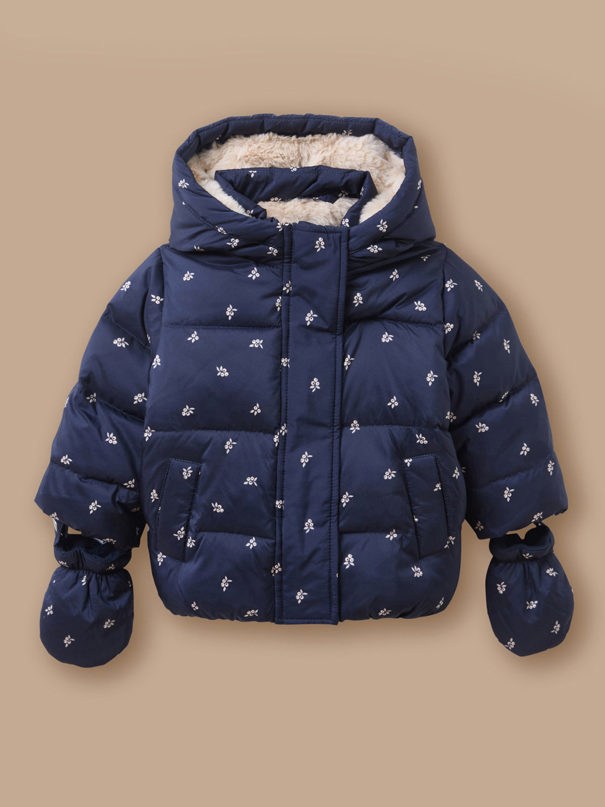 Bedruckte Steppjacke mit Beerenmuster für Babys