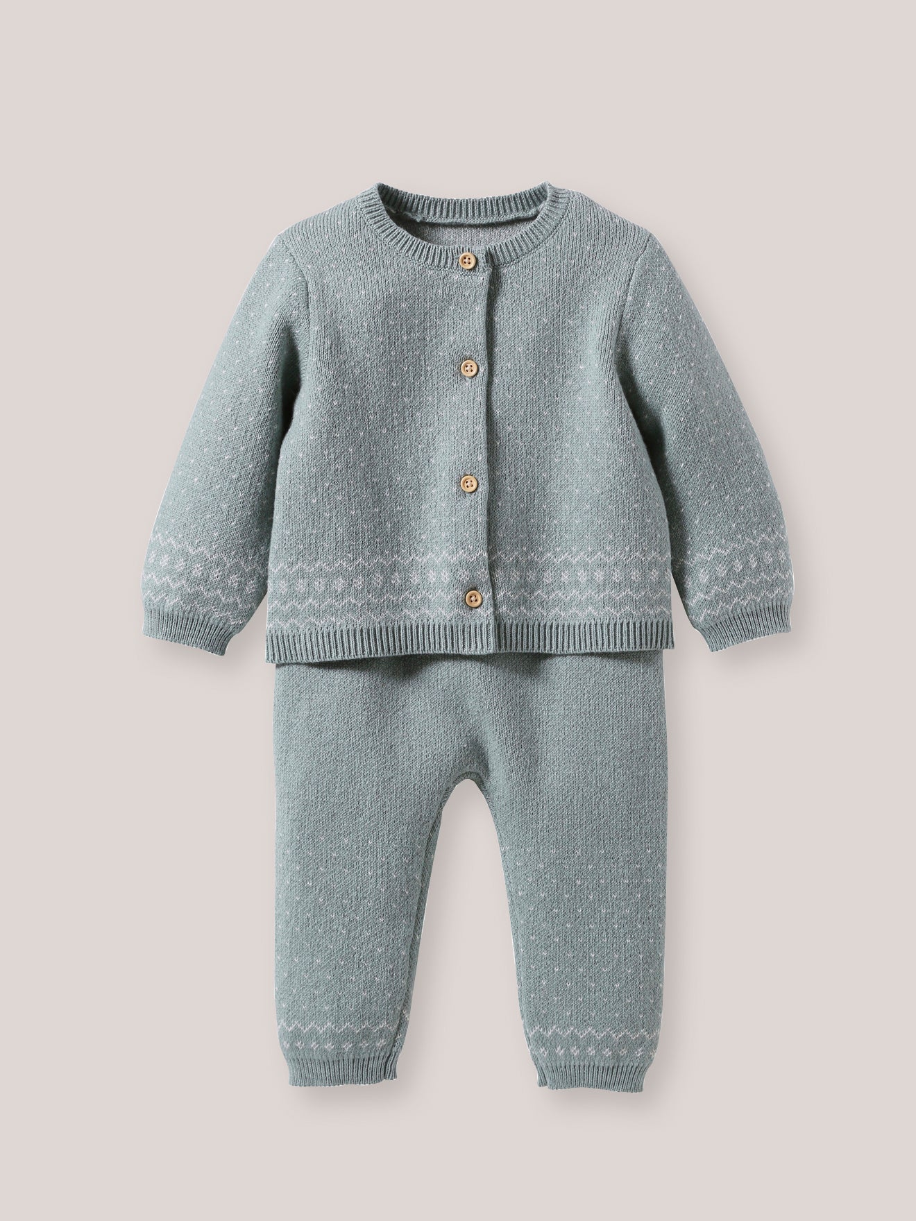 Babyset aus Wolle mit Jacquard-Muster