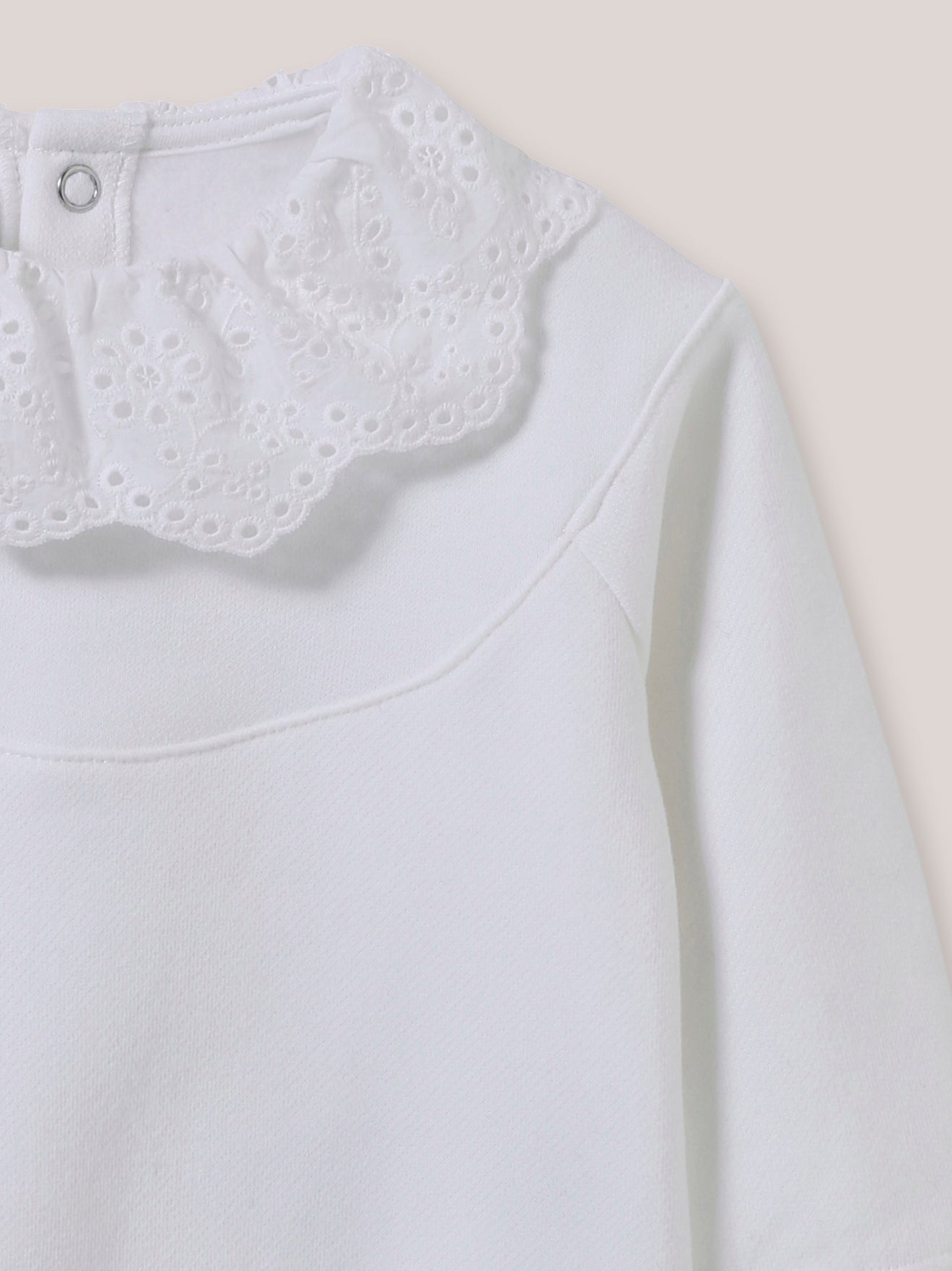 Baby-Sweatshirt mit Kragen mit englischer Stickerei – Bio-Baumwolle