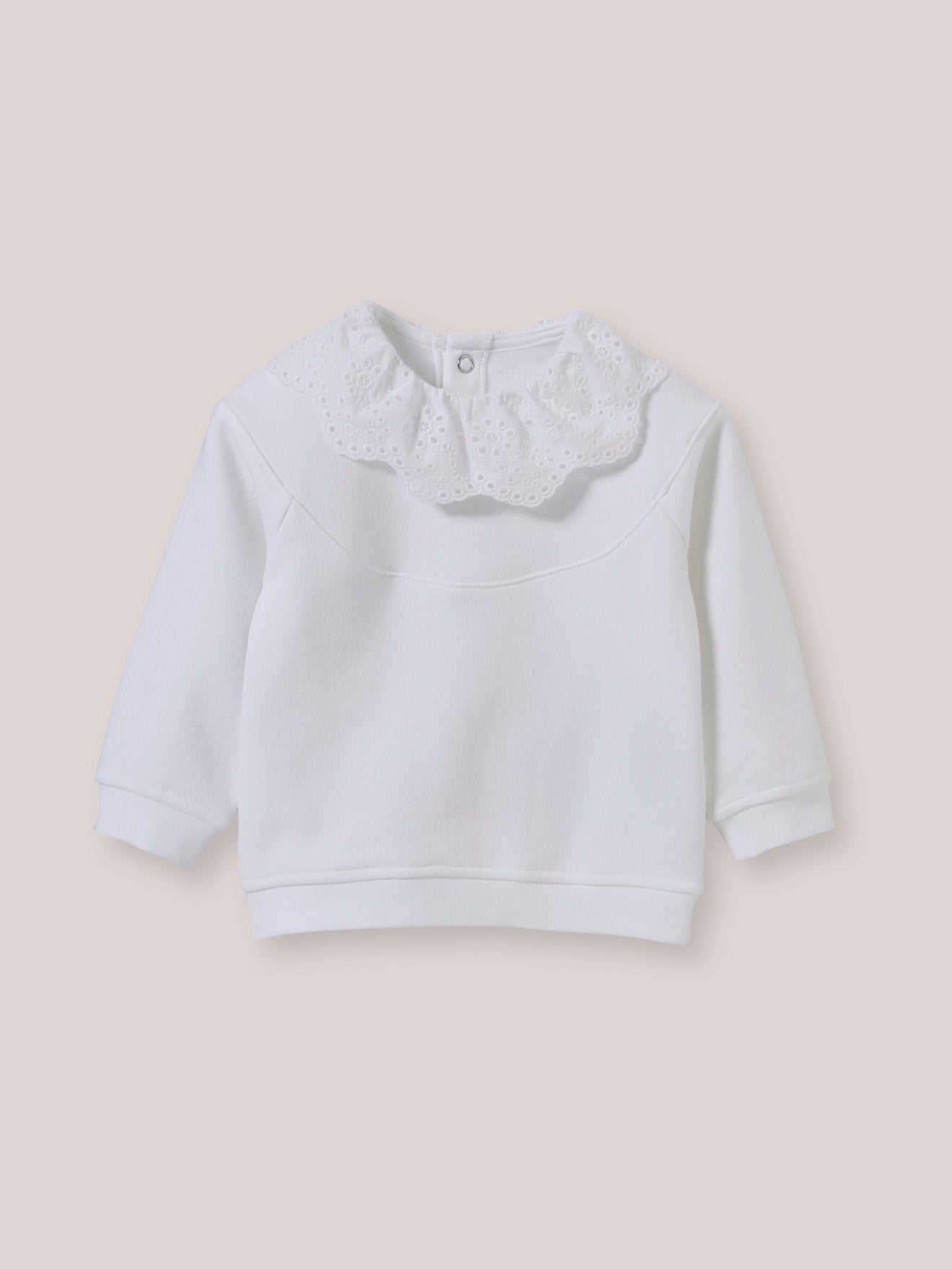 Baby-Sweatshirt mit Kragen mit englischer Stickerei – Bio-Baumwolle