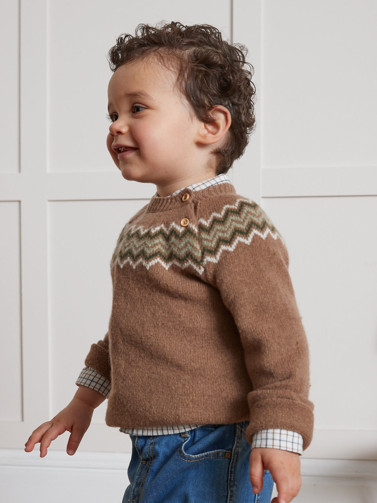 Babypullover aus Lambswool mit Jacquard-Muster