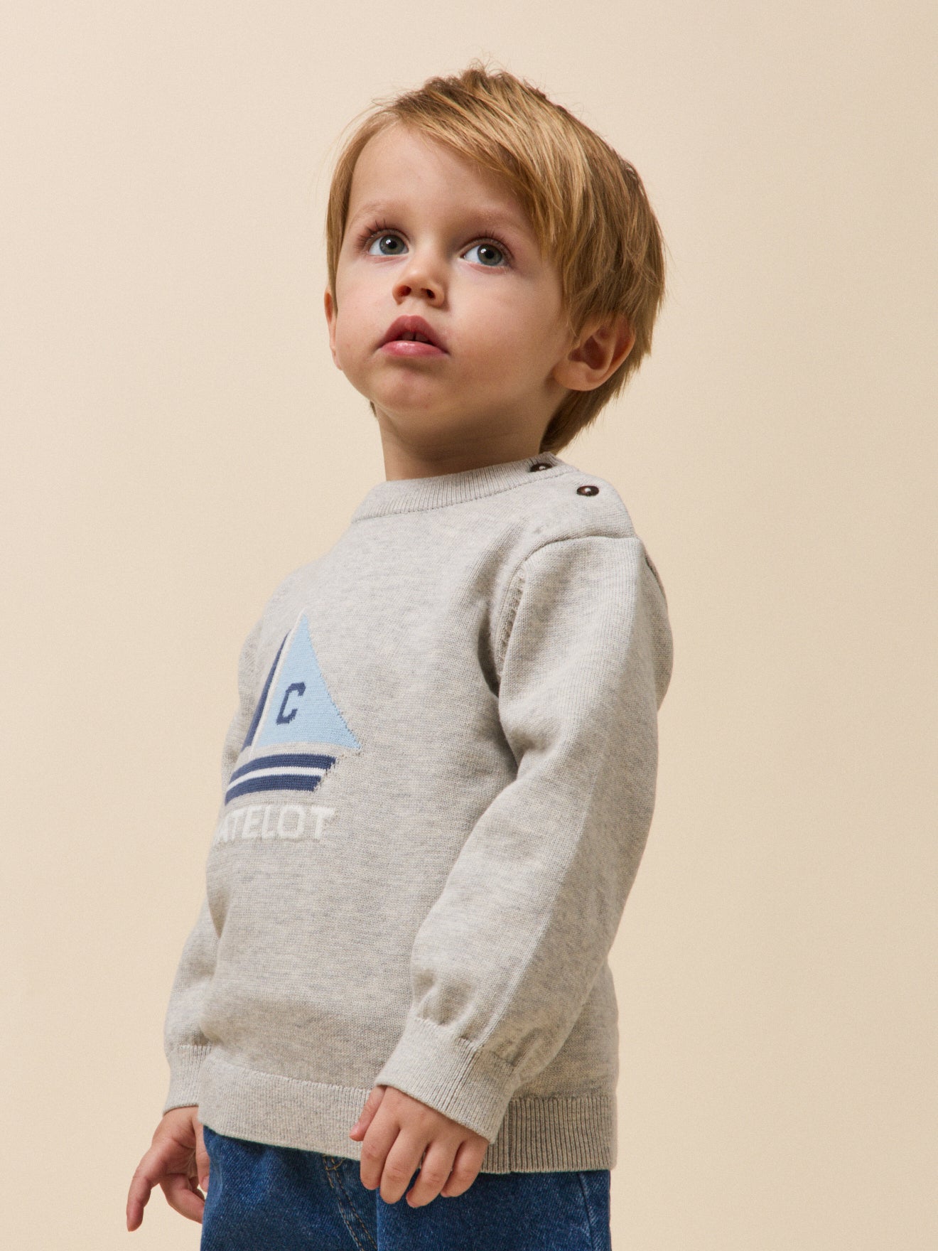 Babypullover aus biologischer Baumwolle und Wolle