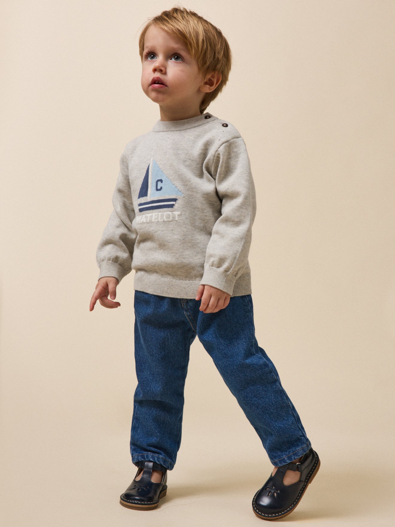 Babypullover aus biologischer Baumwolle und Wolle