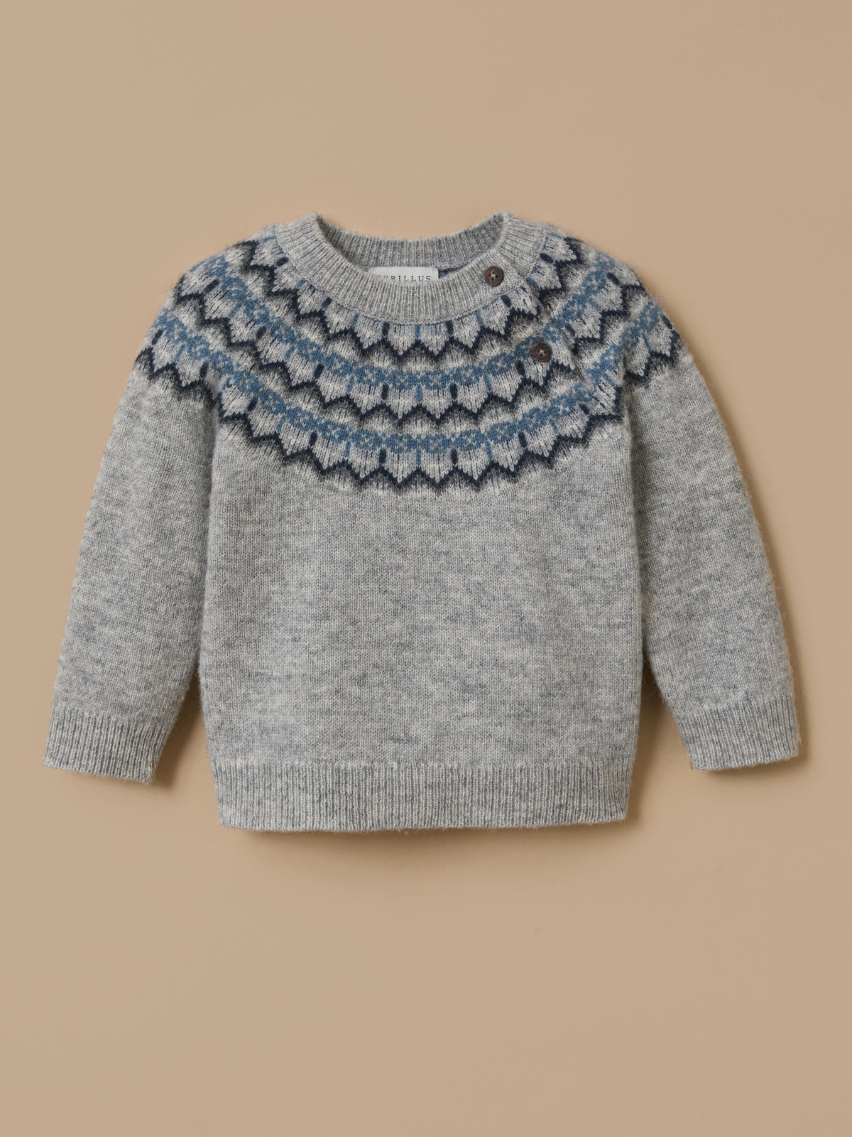 Baby-Pullover aus Wolle mit Jacquard-Kragen