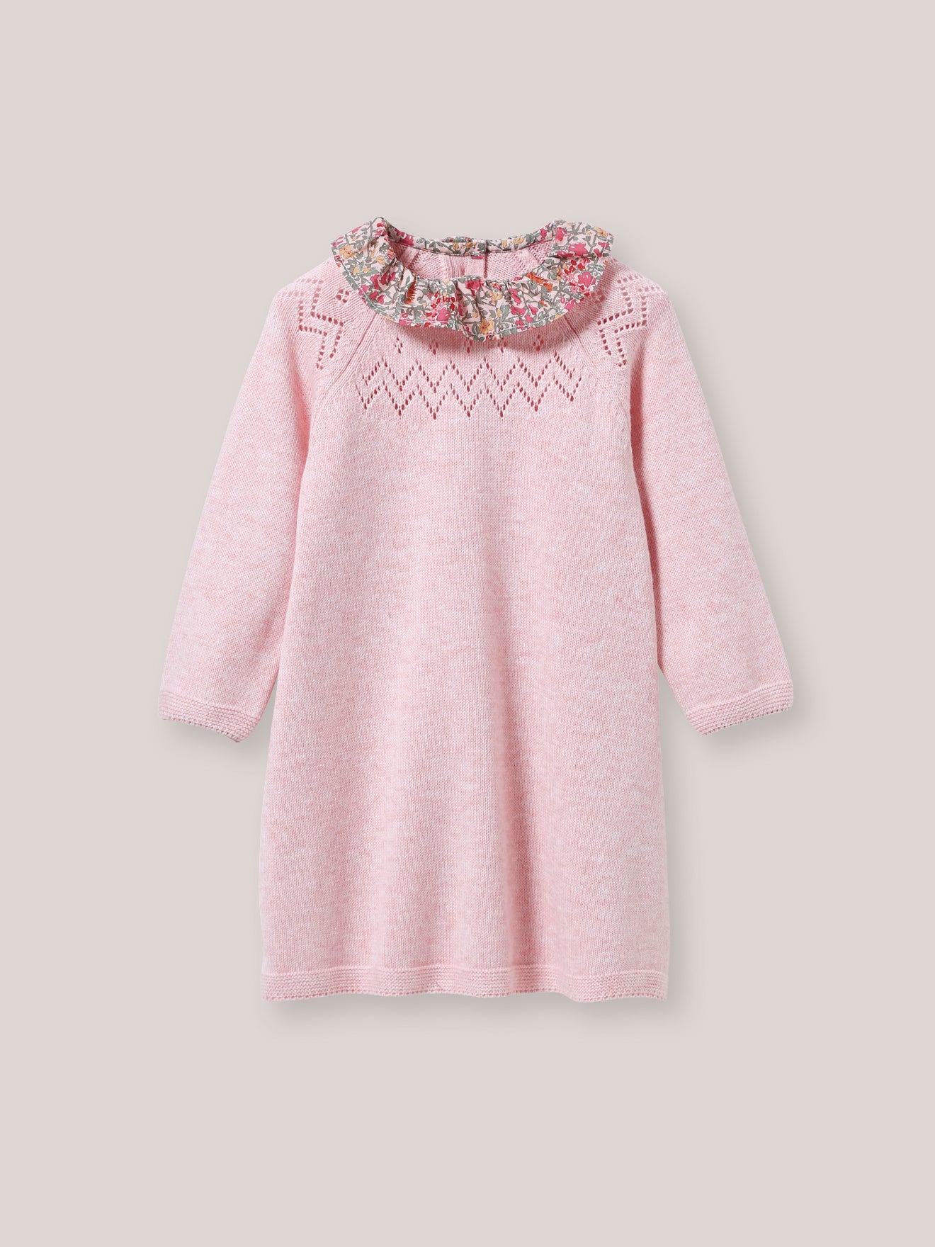 Baby-Strickkleid mit Kragen aus Liberty®-Stoff