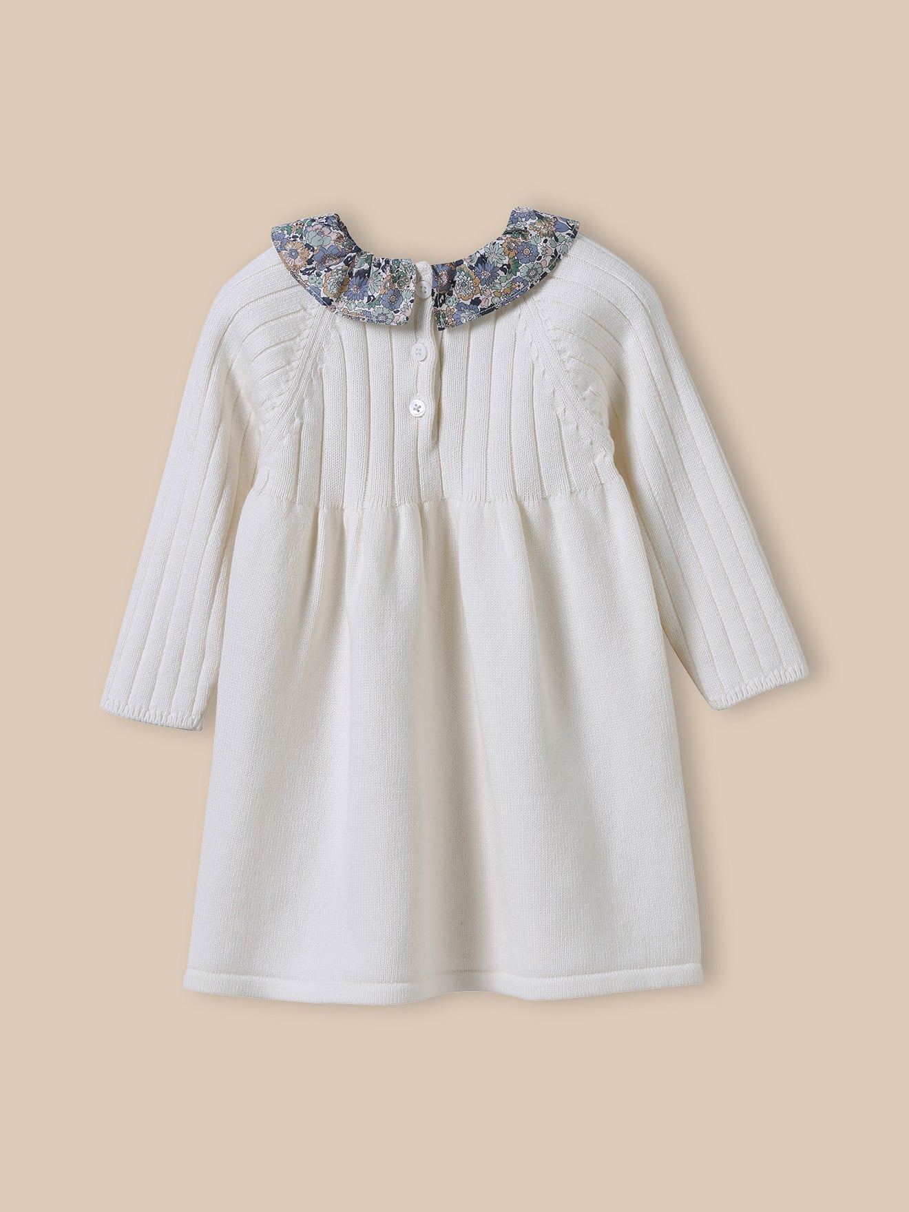 Baby-Strickkleid mit Kragen aus Liberty®-Stoff