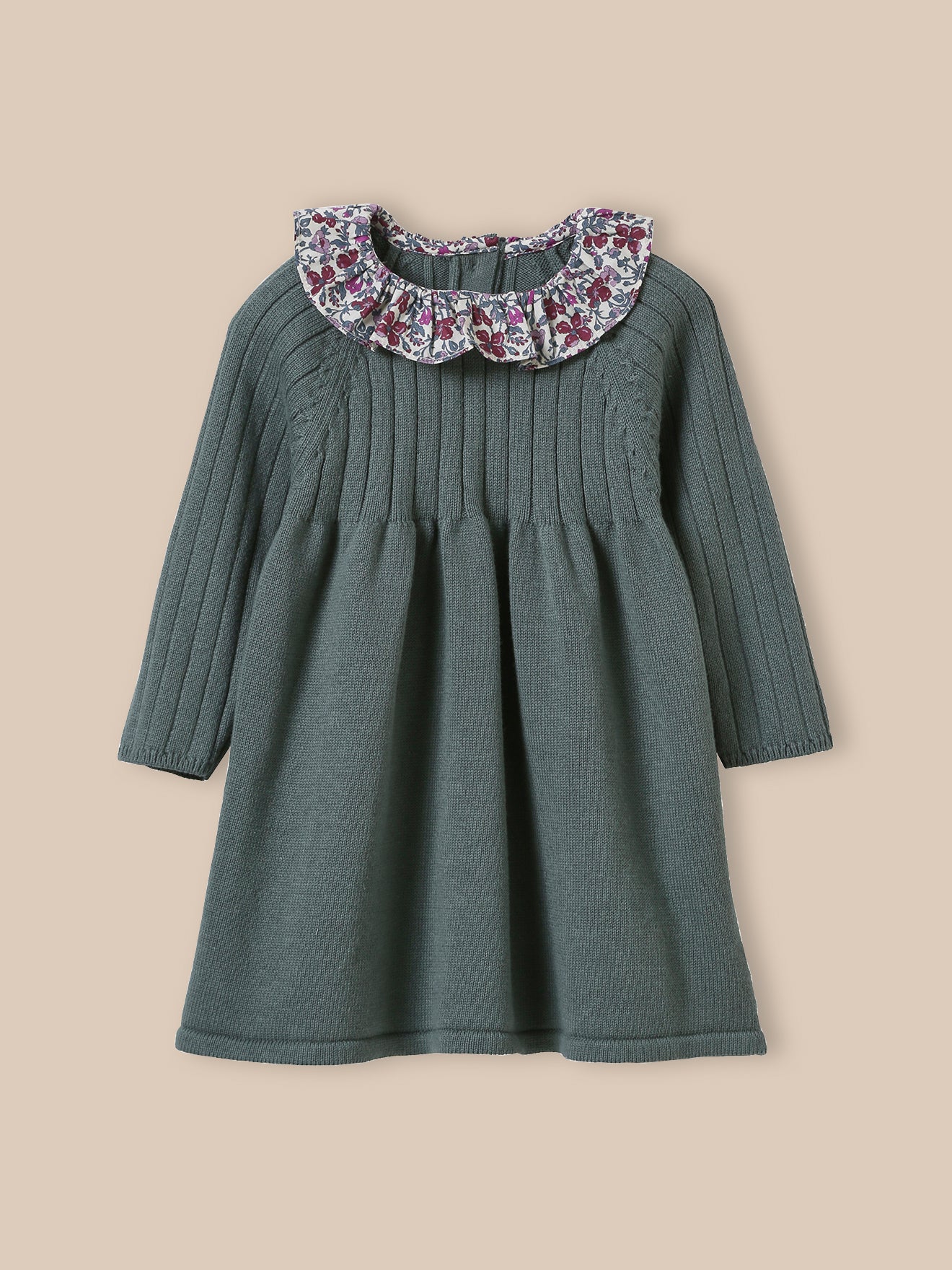 Baby-Strickkleid mit Kragen aus Liberty®-Stoff