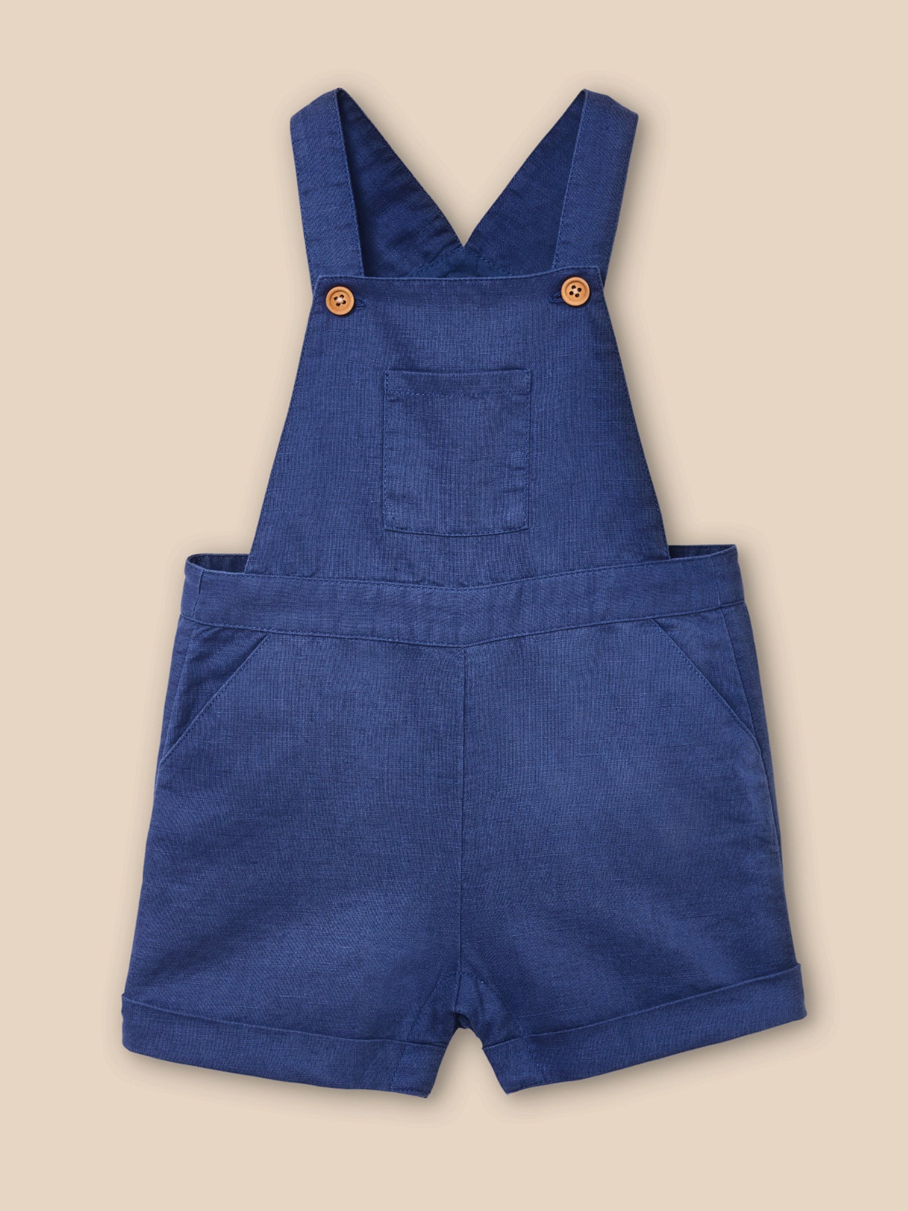 Baby-Latzhose aus Leinen und Baumwolle, kurz